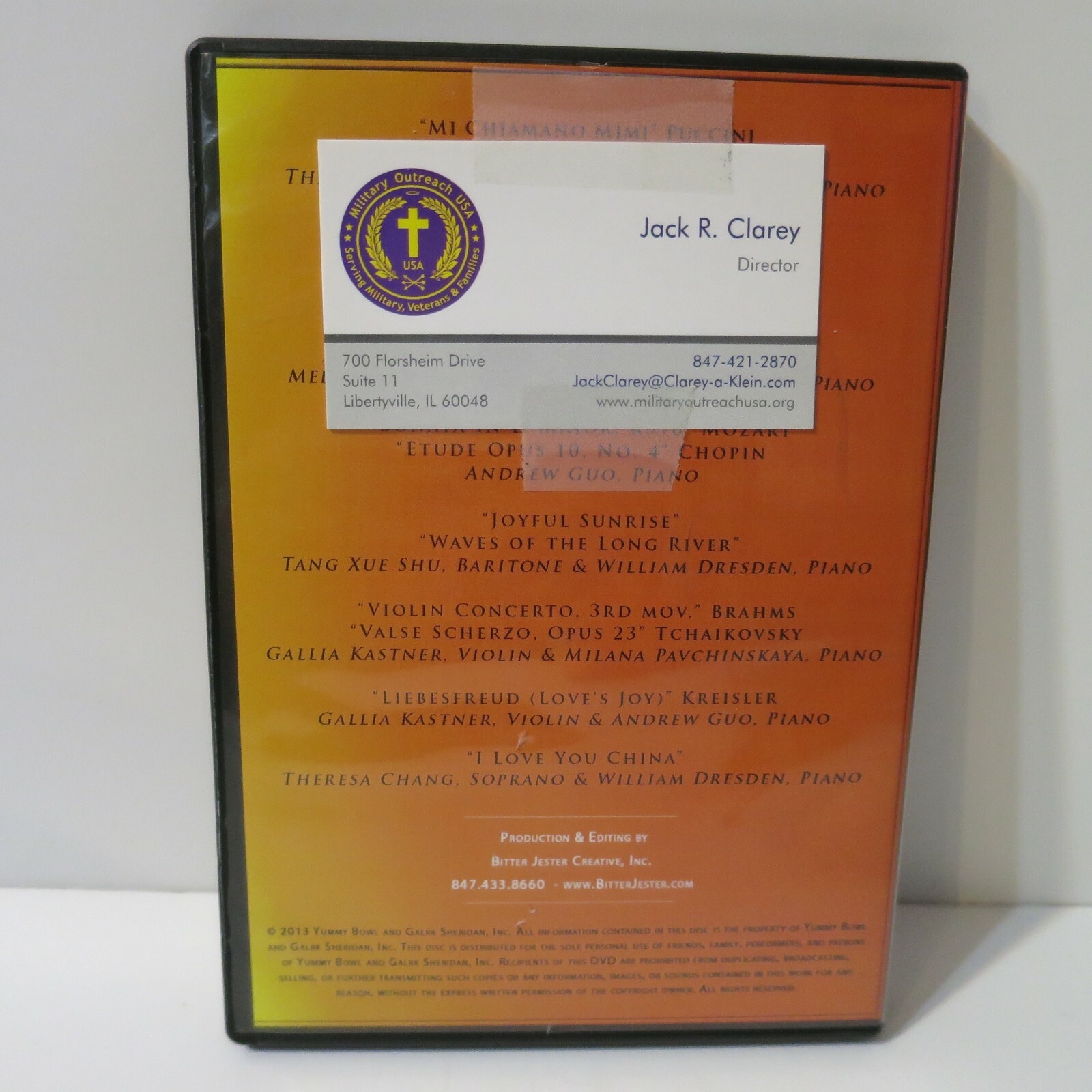 Yummy Bowl Chinese New Year Concert 2013 Eighth Annual DVD with Program Papers