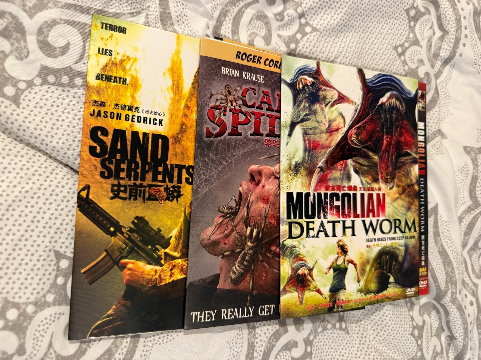 3 Cult Classic DVD Camal Spiders Sand Serpents Mongolian Death Worm VG