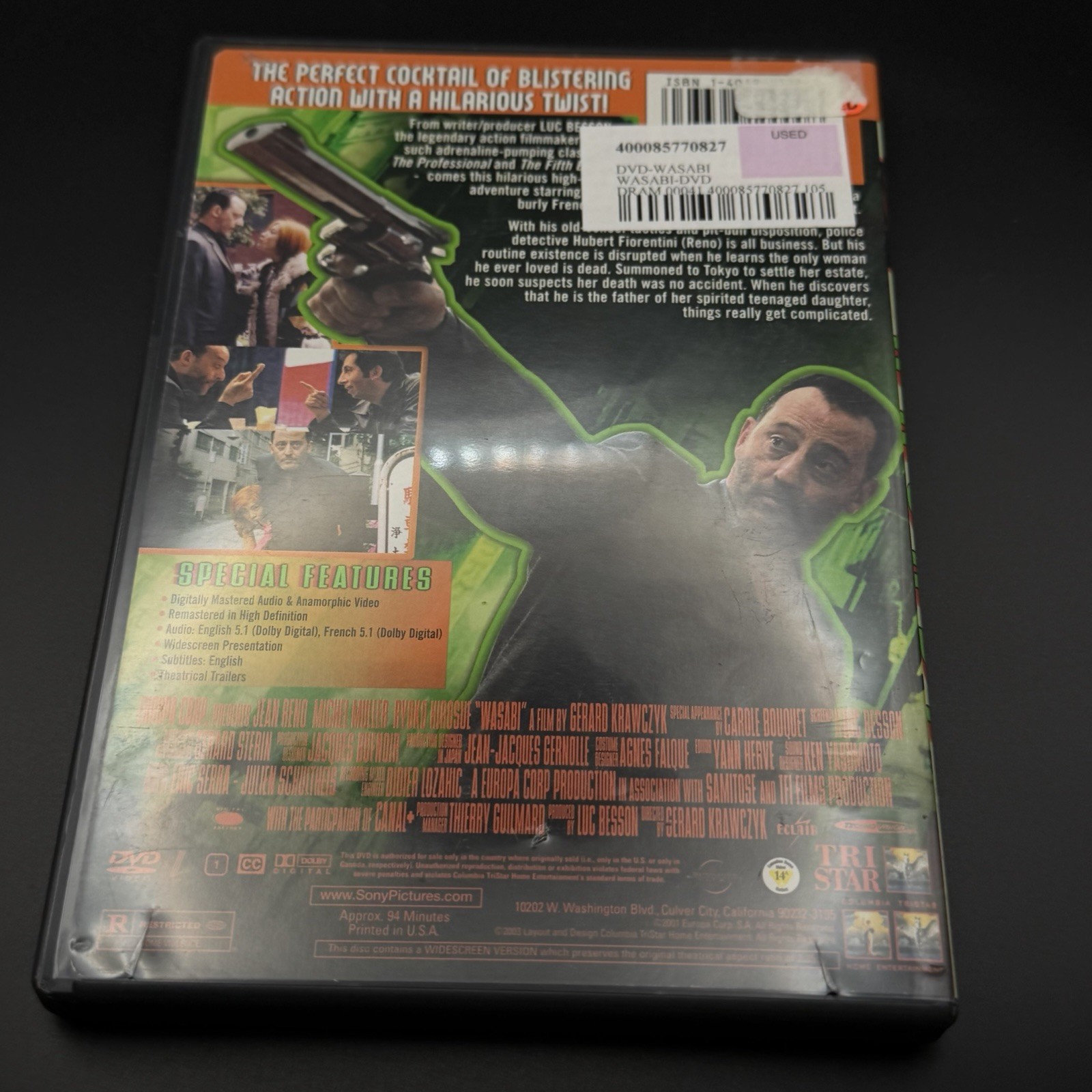 Wasabi DVD Jean Reno R 2002 Sony Pictures 94 Min Widescreen Subtitles