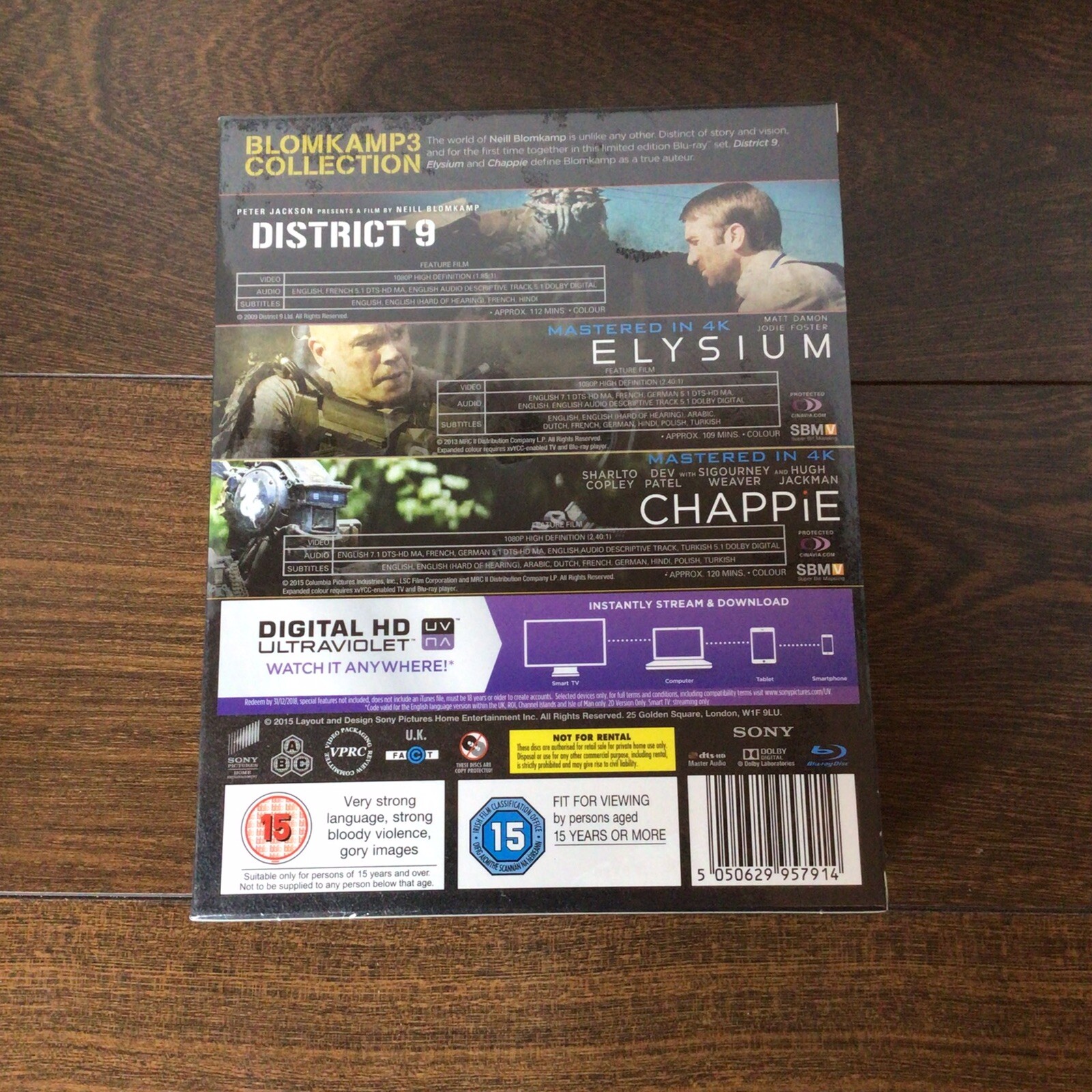 Blomkamp3 Collection: District 9, Elysium, Chappie (Blu-ray 2015, 3-Disc Boxset)