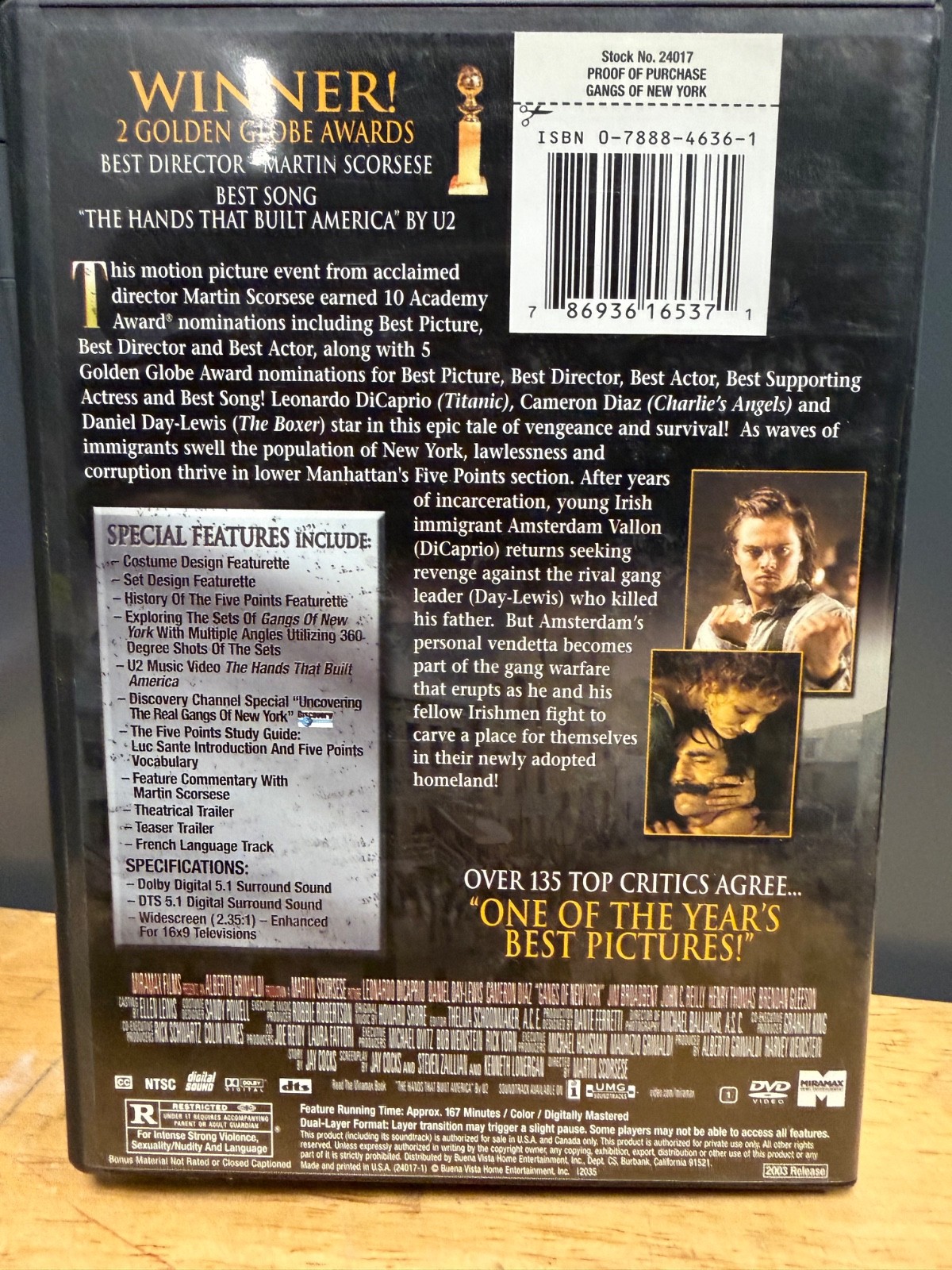 Gangs of New York (DVD, 2002)