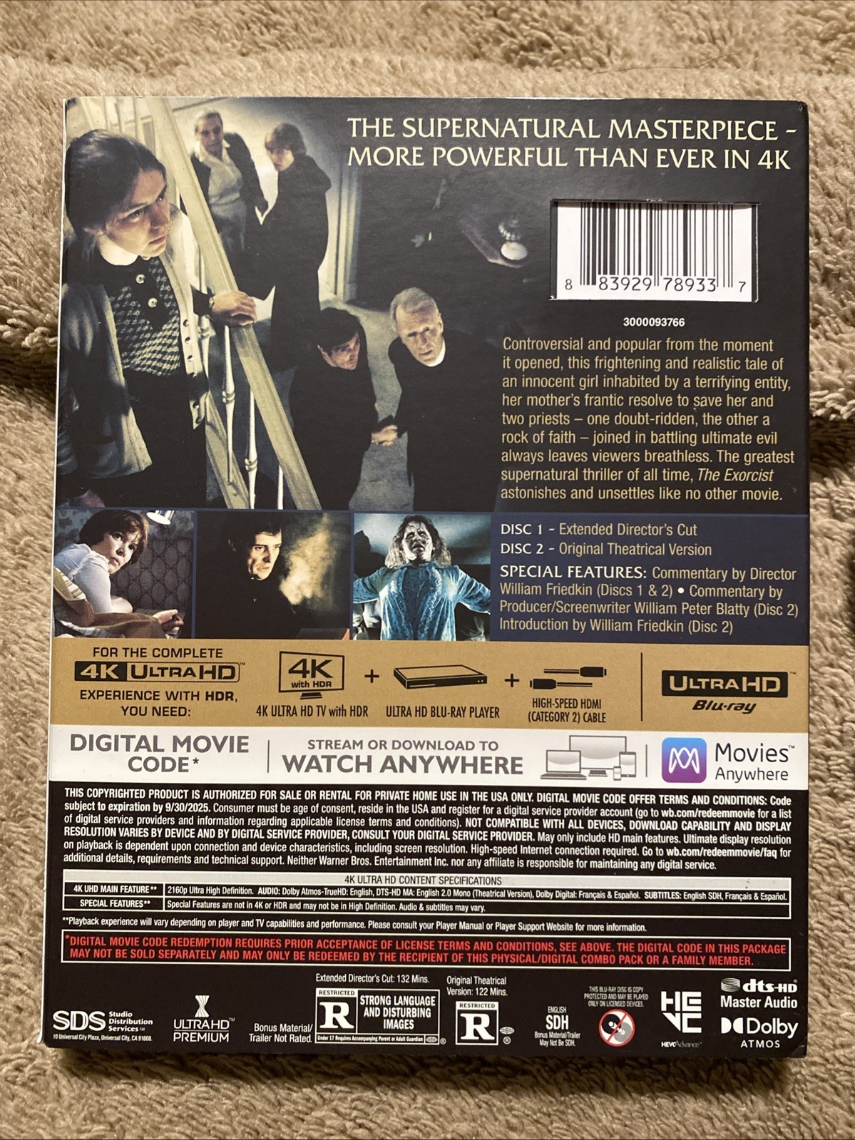 The Exorcist (4K UHD 2023) Extended & Theatric With Slipcover!! No Digital Code