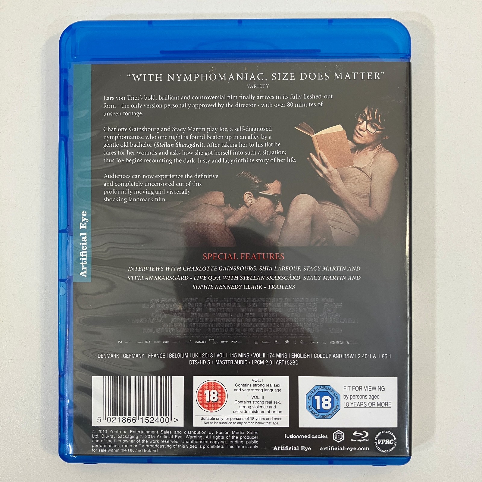 Nymphomaniac Blu Ray Region B Lars von Trier Charlotte Gainsbourg Stacy Martin