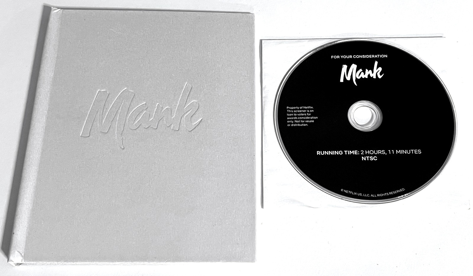 MANK David Fincher 2020 Netflix FYC DVD Screener Gary Oldman RARE HARDCOVER ED.