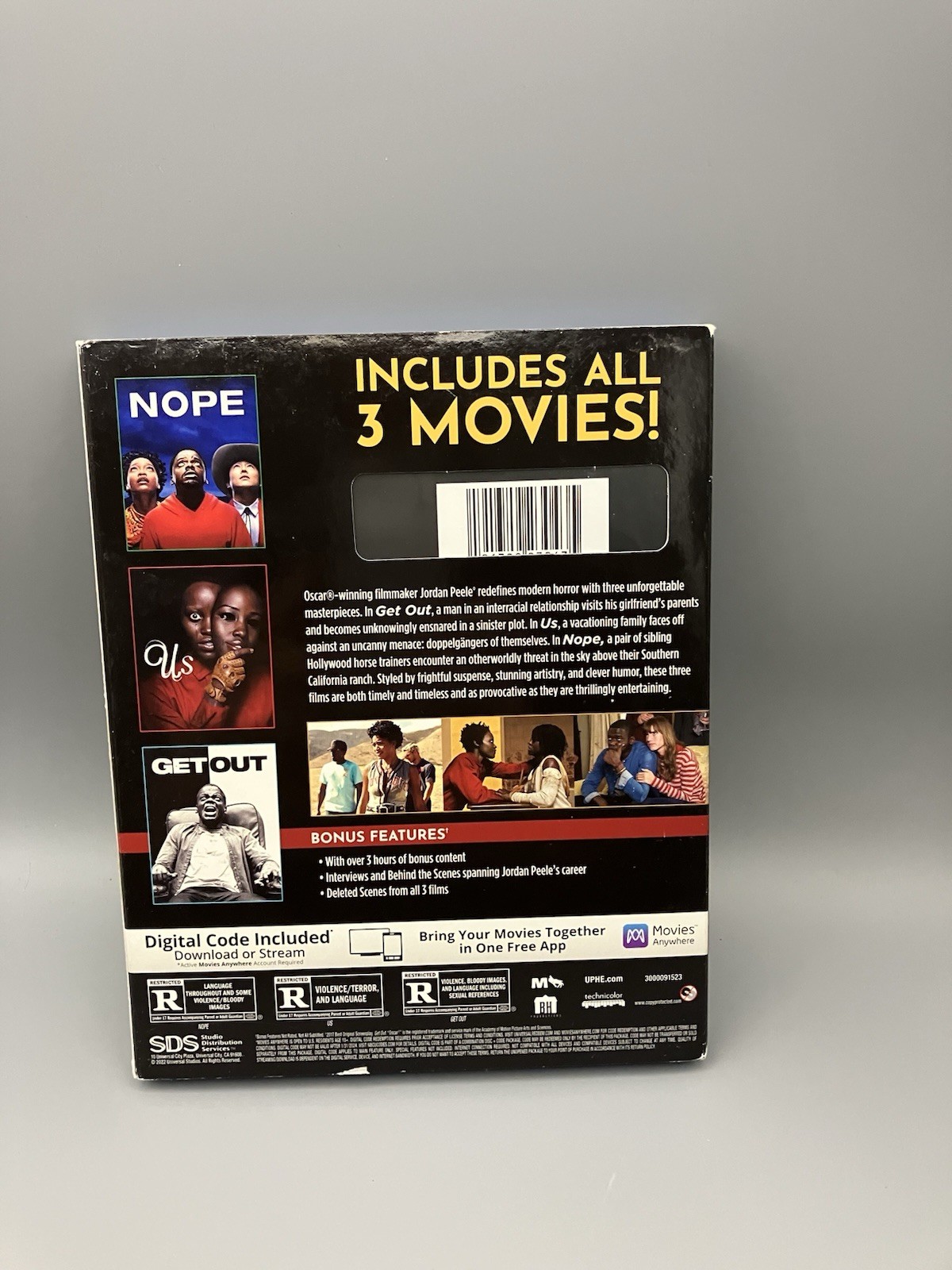 Jordan Peele 3 Movie Collection Nope Us Get Out BluRay W/ Slipcover No Digital