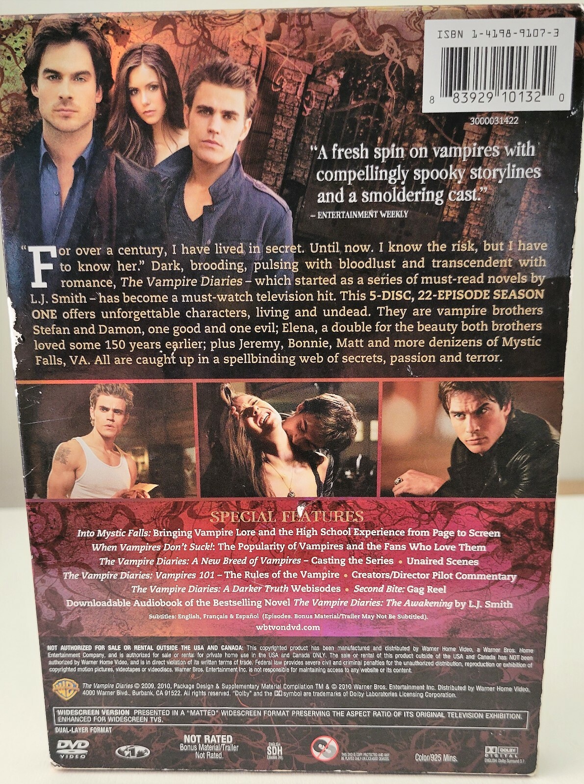 The Vampire Diaries: The Complete First Season (DVD, 2010, 5-Disc Set) Pre-owned