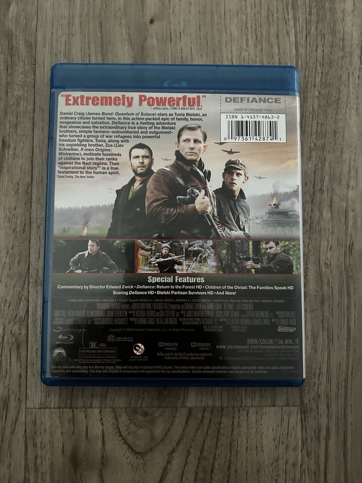 Defiance (Blu-ray, Daniel Craig, Liev Schreiber, Paramount, Action, R, 2008)