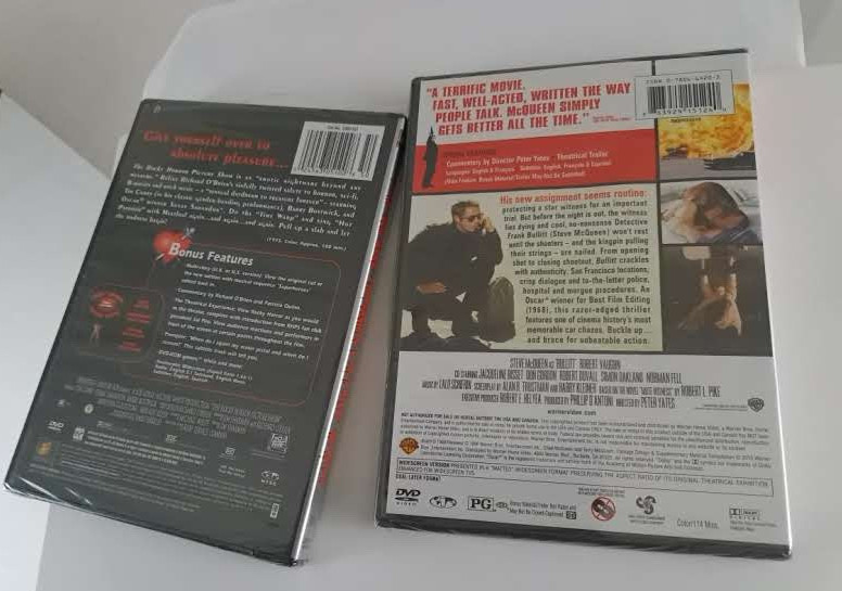 Rocky Horror Picture Show Tim Curry & Bullitt Steve McQueen DVDs sealed 2 set