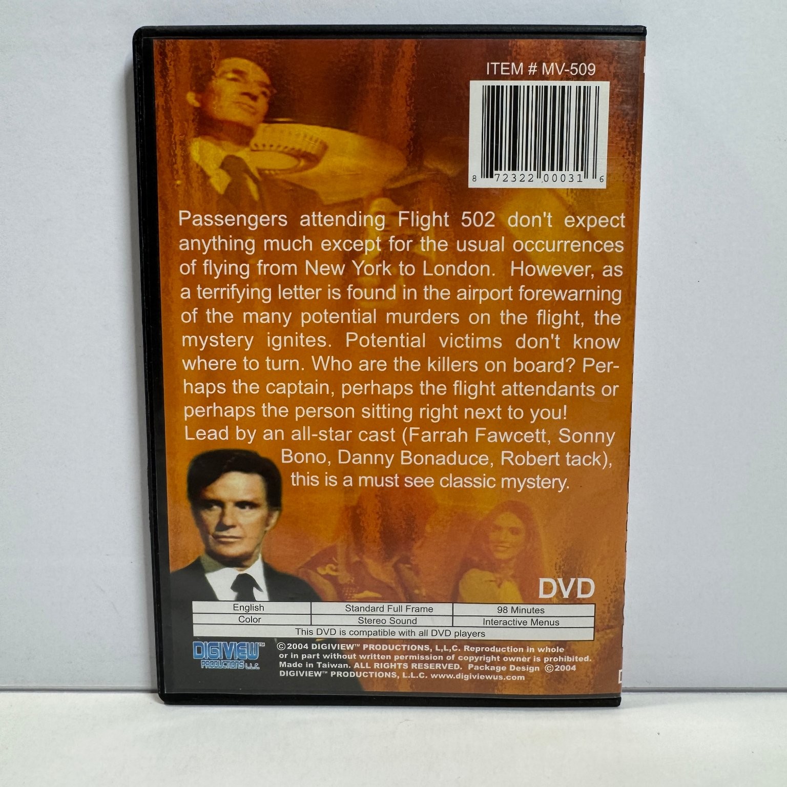 Murder On Flight 502 DVD 2004 Farrah Fawcett Sonny Bono Robert Stack Mystery