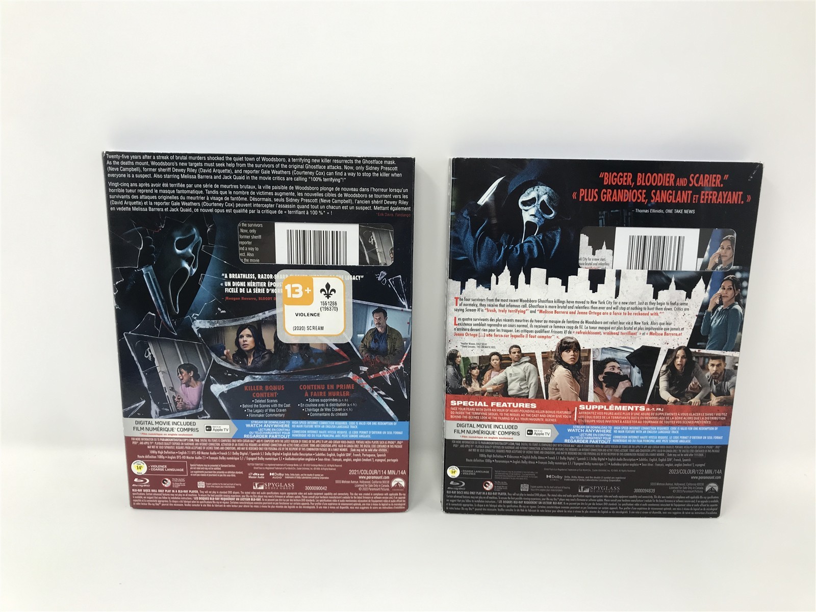 SCREAM 5 (2022) + Scream VI 6 (2023) (Blu-ray , 2022-2023) 2 movies Slip Covers