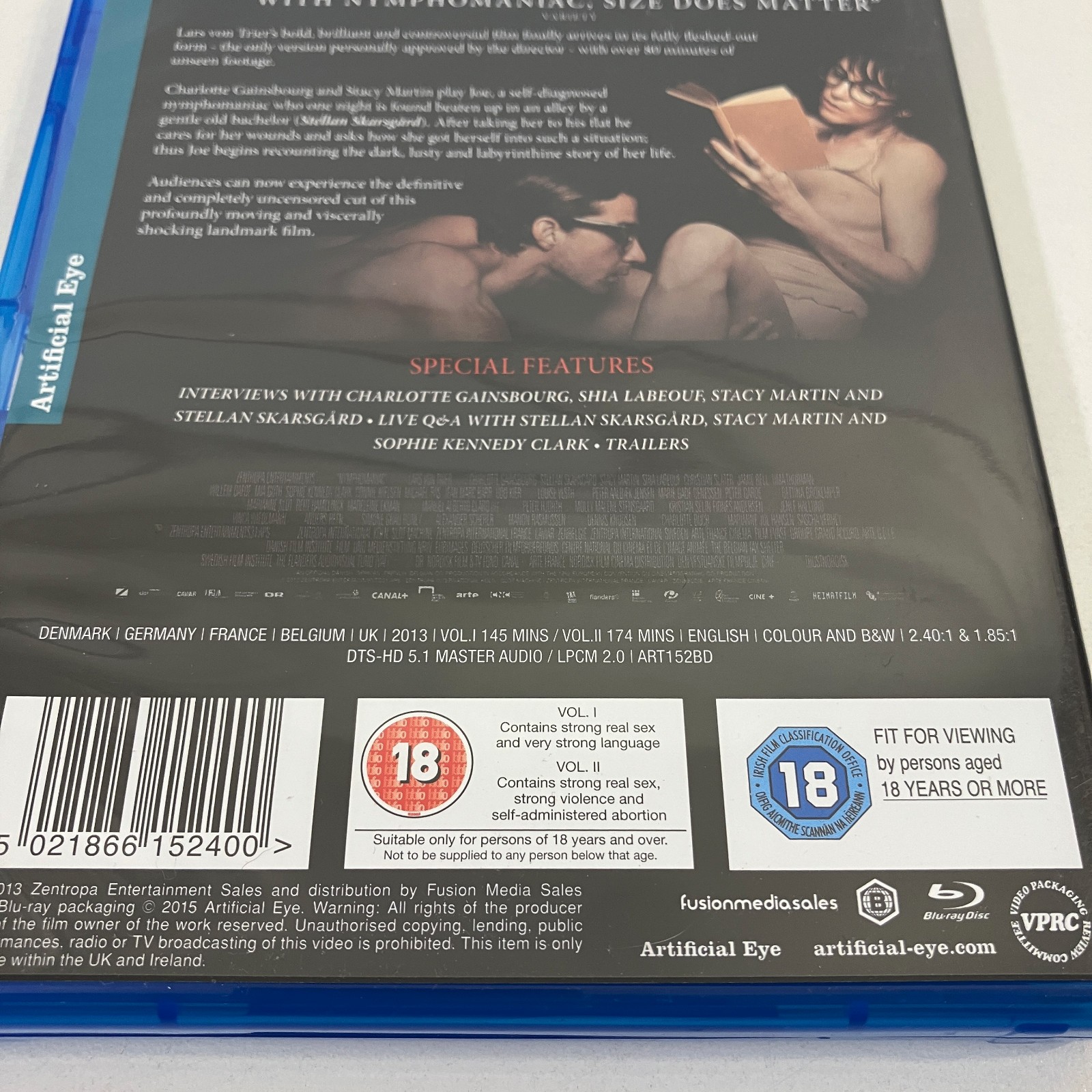 Nymphomaniac Blu Ray Region B Lars von Trier Charlotte Gainsbourg Stacy Martin