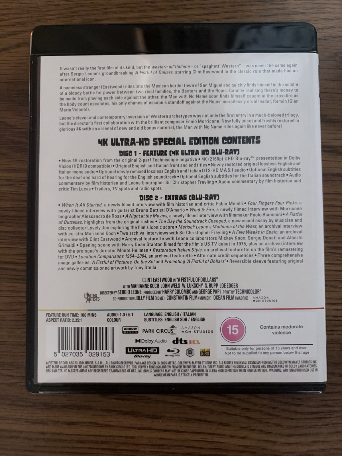 A Fistful of Dollars [4K UHD Blu-ray] Arrow Video UK Clint Eastwood 4K ONLY