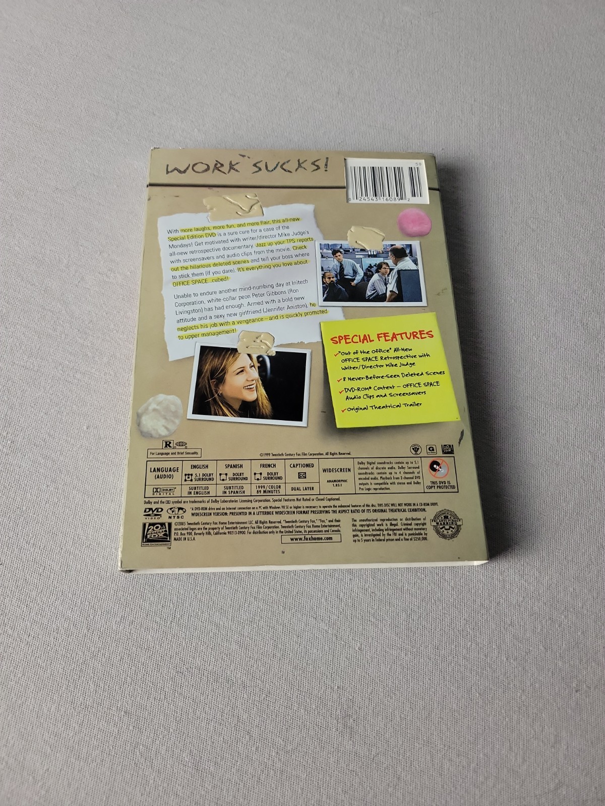 Office Space Mike Judge Jennifer Aniston DVD Special Edition with Flair!