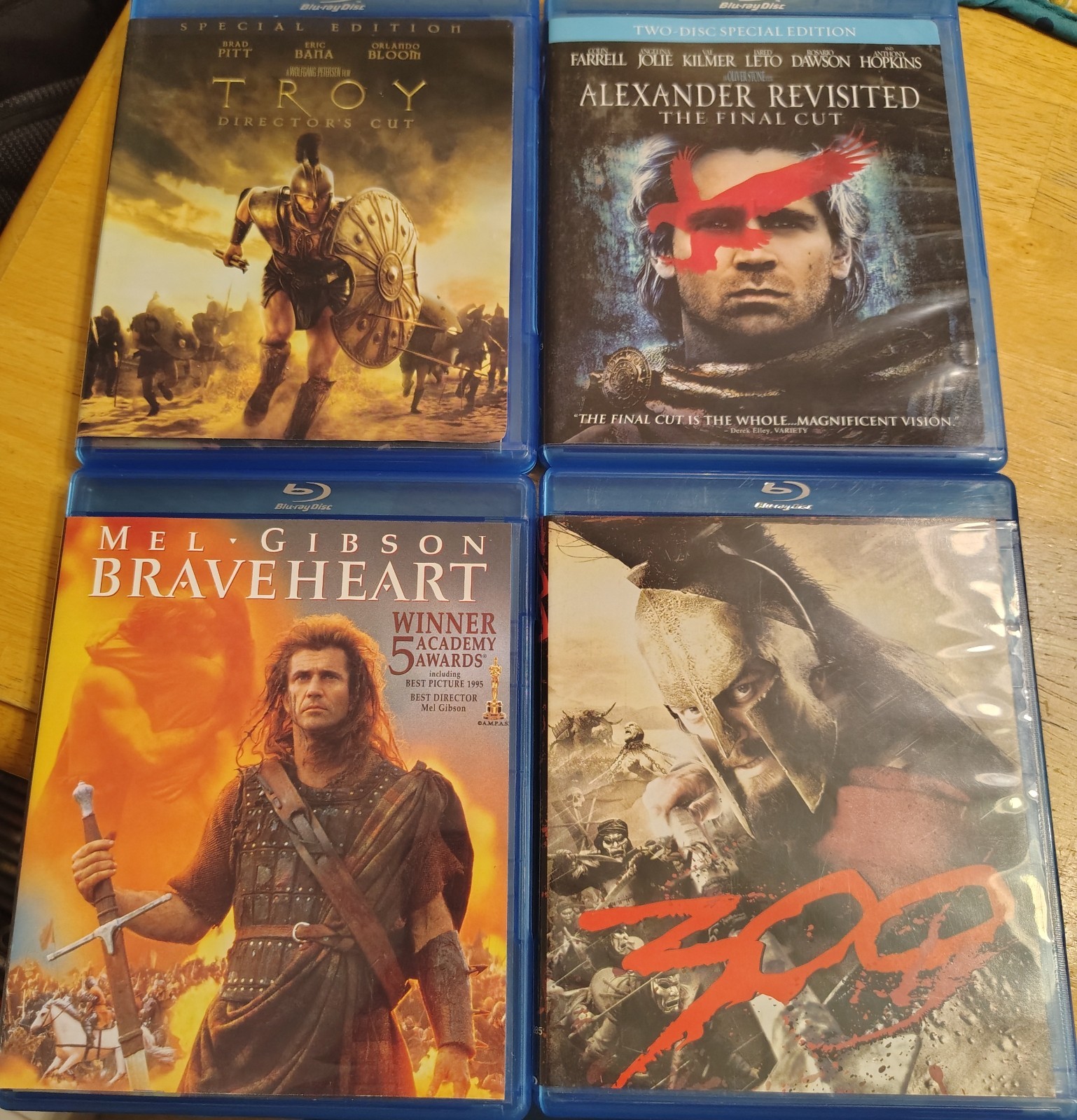 300 Braveheart Troy Alexander Revisited Blu-ray Movie Lot Historical War Epic