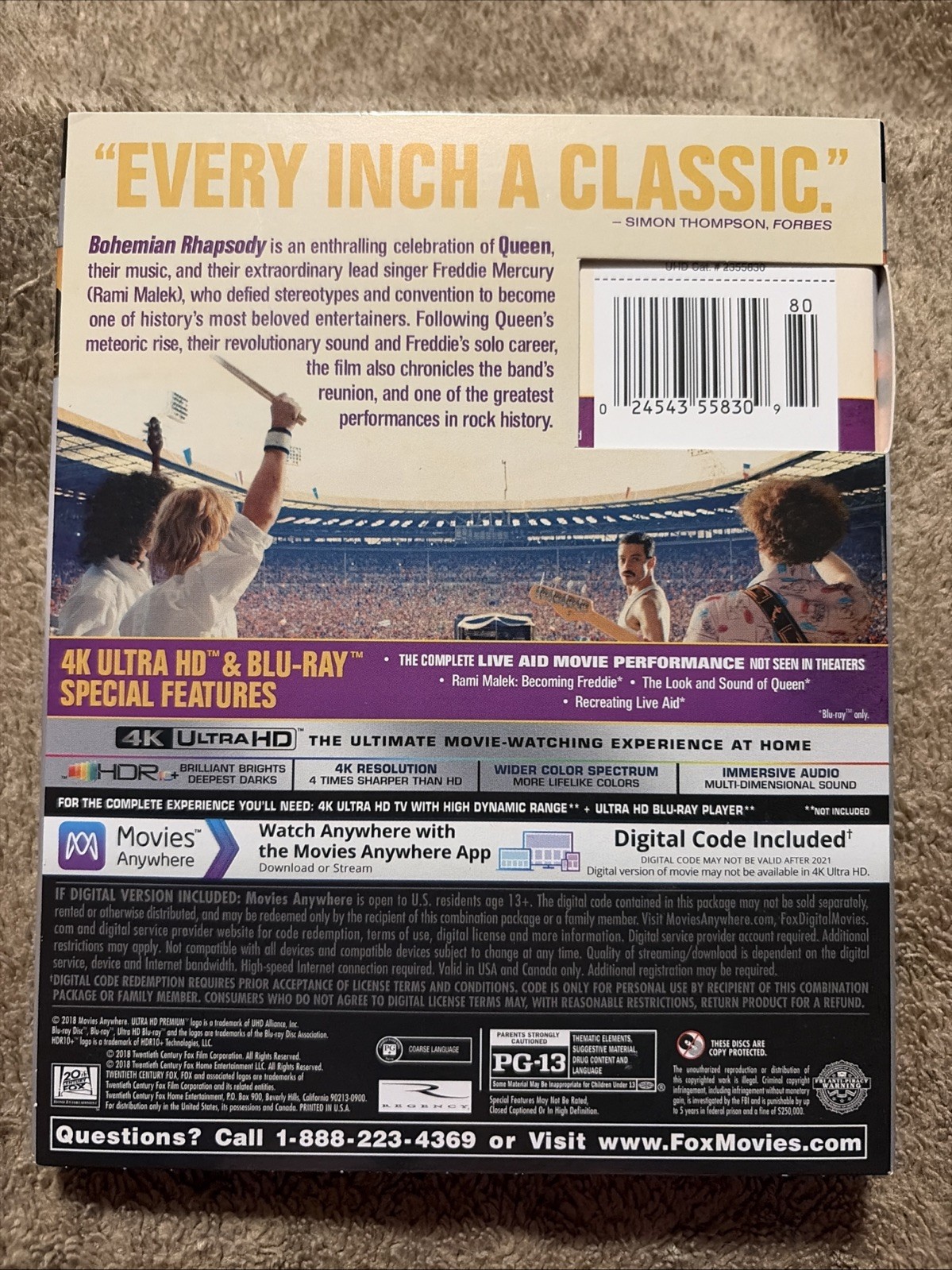 Bohemian Rhapsody (4K Ultra HD/Blu-ray, 2018) W/ Slipcover, No Digital Code