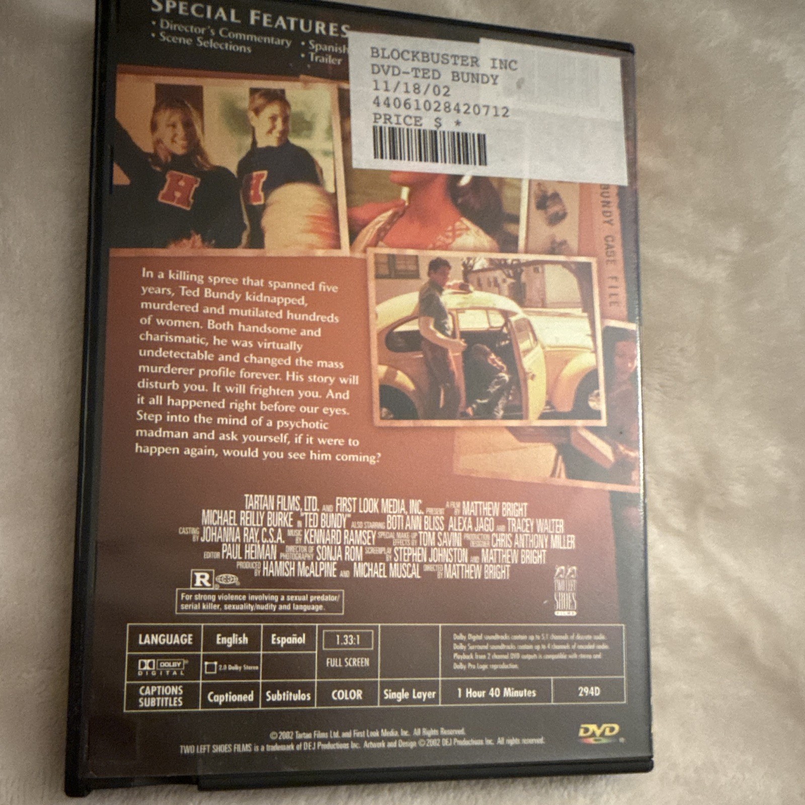 Ted Bundy (2002) DVD R Full Screen 1.33:1 100, Captioned, BLOCKBUSTER COPY