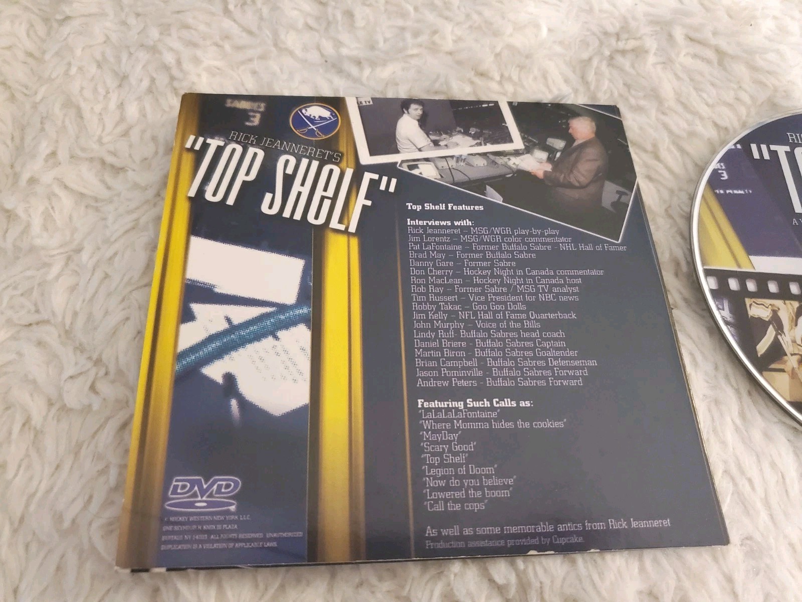 RICK JEANNERET’S “Top Shelf” DVD BUFFALO SABRES Very Good CARDBOARD SLEEVE
