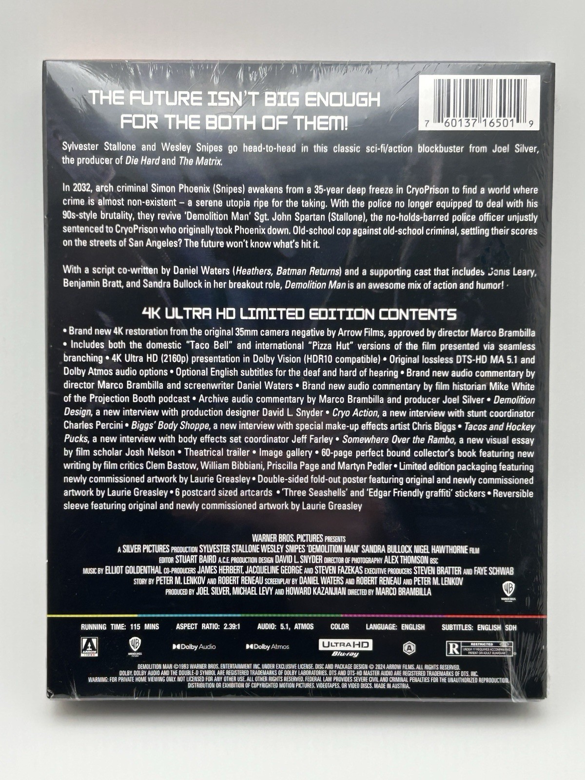 Demolition Man (1993) 4K Ultra HD UHD Arrow Limited Edition Box Set Stallone NEW