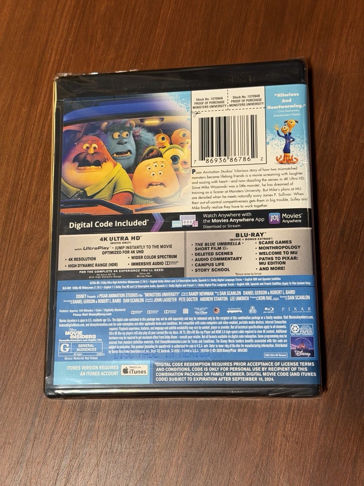 Monsters University [4K UHD + Blu-ray + Digital] New & Sealed! Disney Pixar