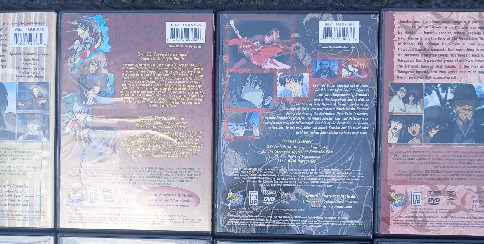 Rurouni Kenshin 13 DVD lot Wandering Samurai Legend of Kyoto AnimeWorks NTSC Pre