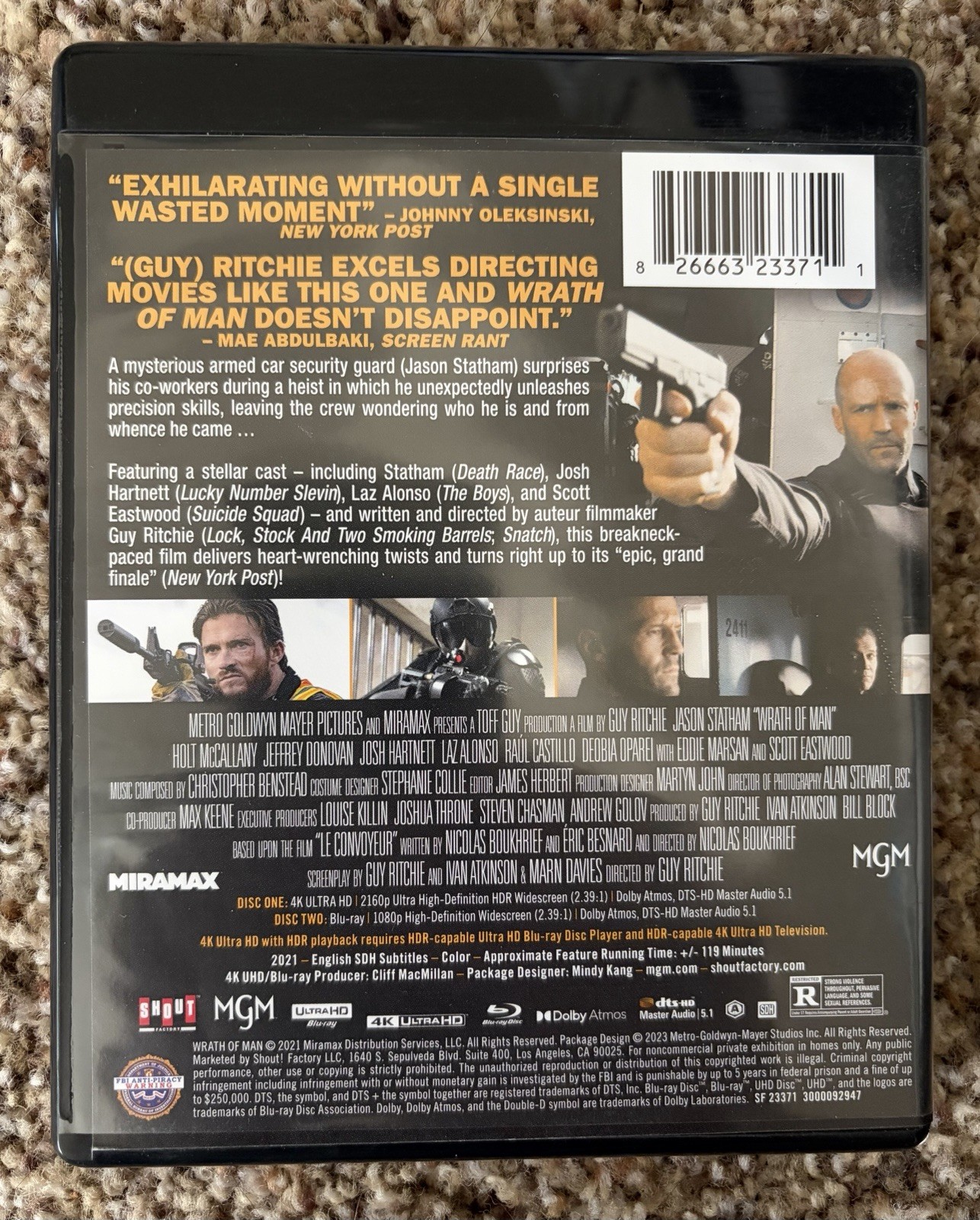 Wrath of Man (4k Ultra HD + Blu-Ray, 2021) Jason Statham, Guy Ritchie Film New