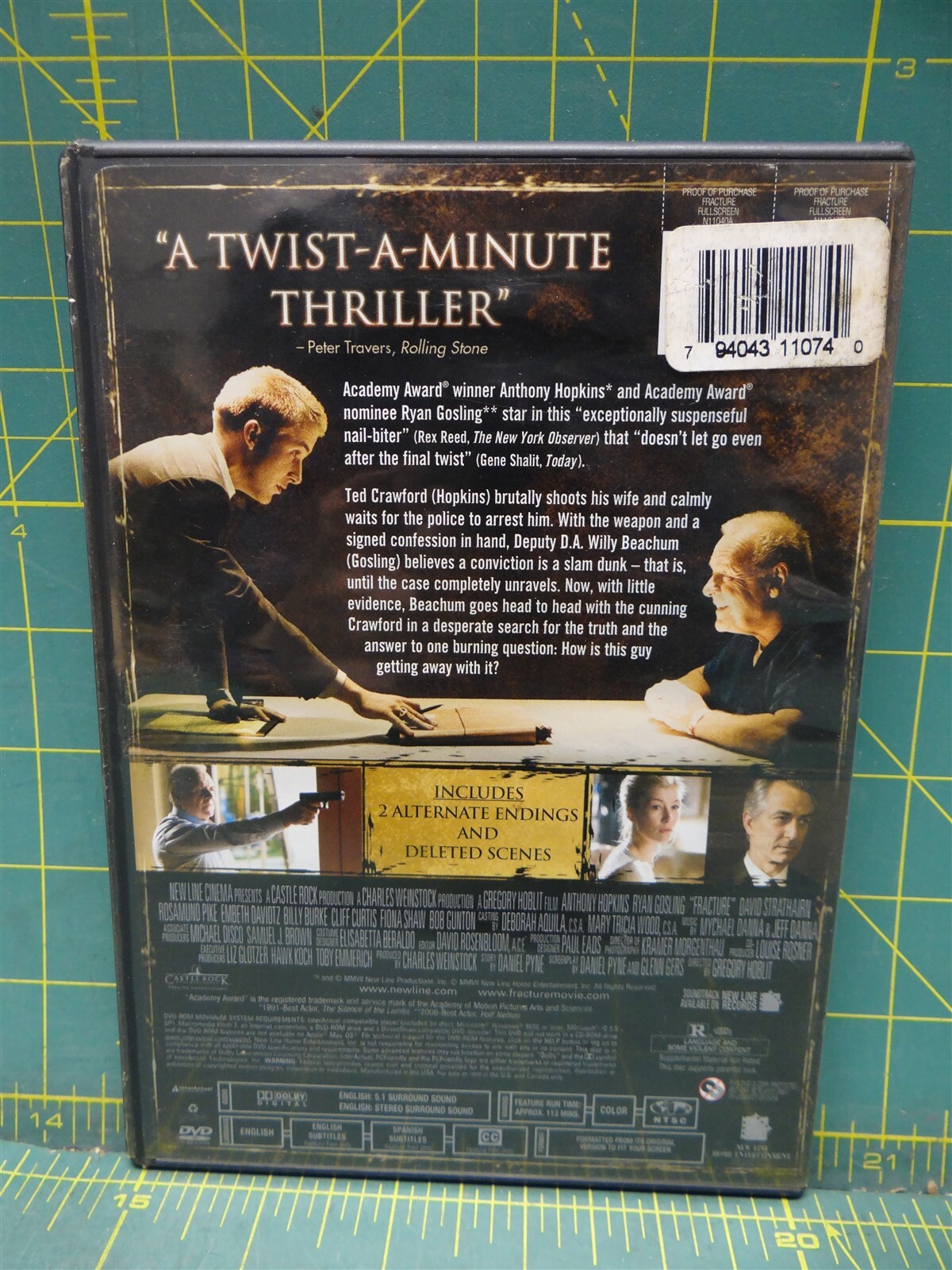 Fracture DVD 2007 Rated R Full Screen 113 Minutes Ryan Gosling, David Strathairn