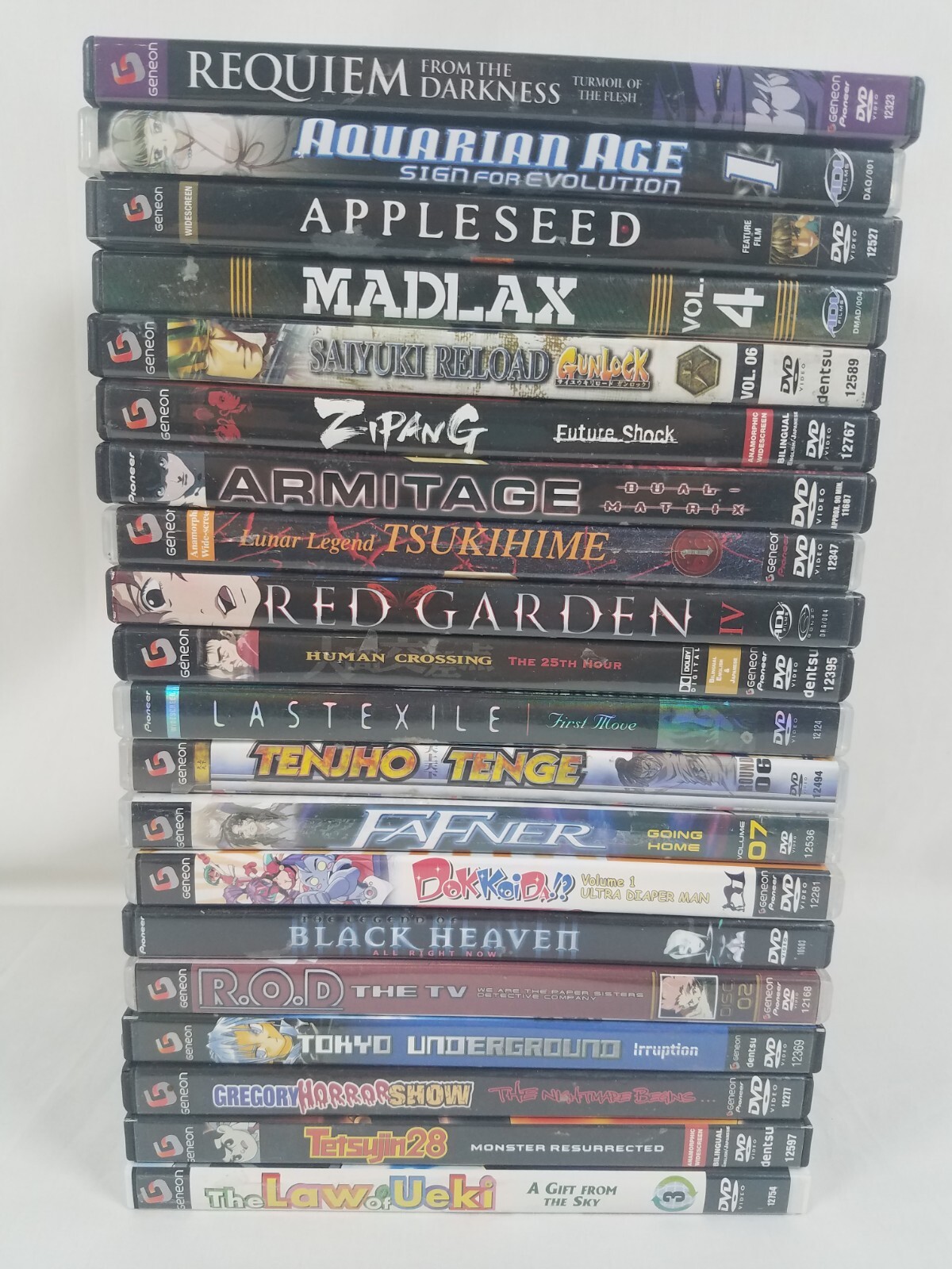 Lot of 20 MIXED ANIME DVD REQUIEM MADLAX TSUKIHIME FAFNER UEKI RED GARDEN TENJHO