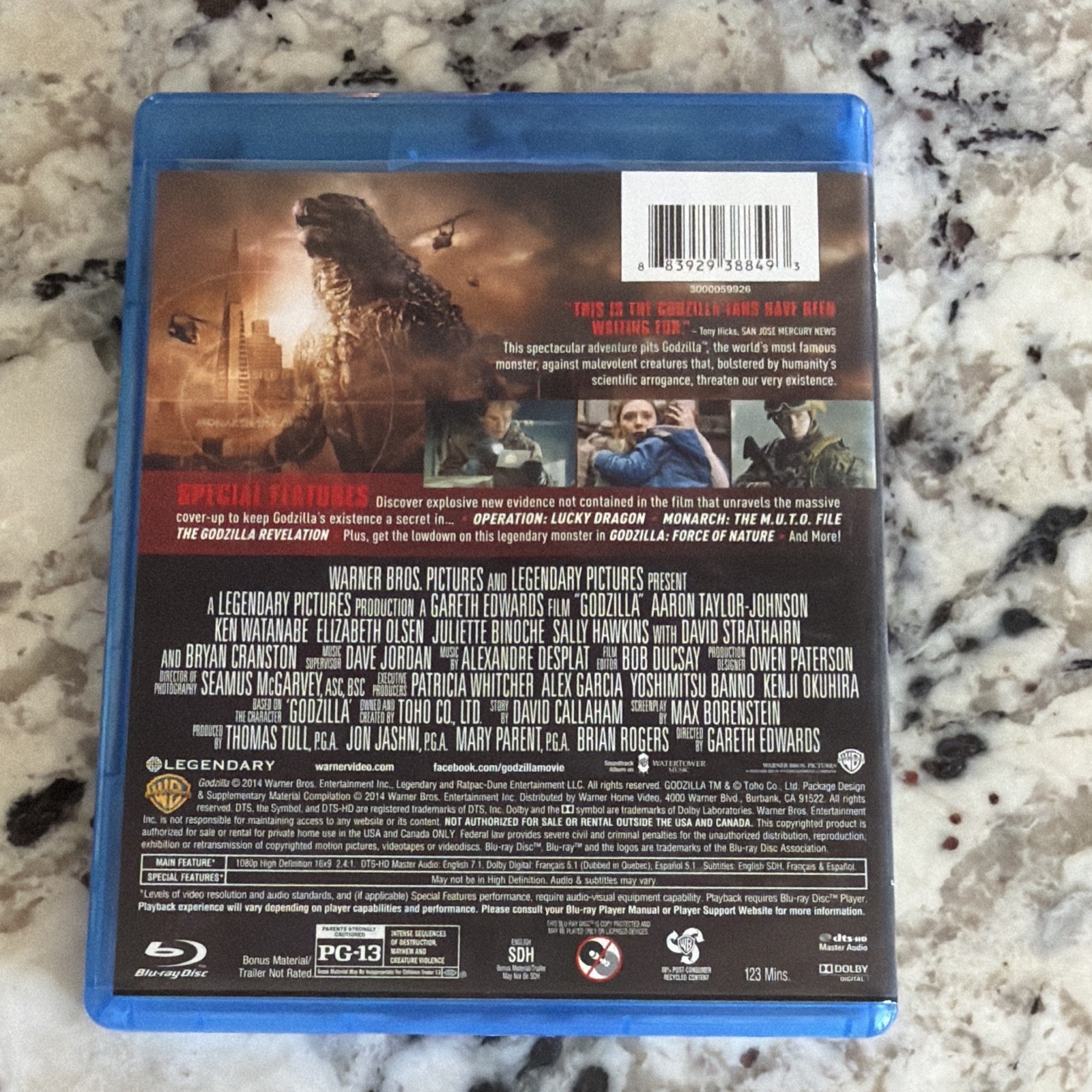 Warner Bros Godzilla (2014) PG-13 Blu-ray + DVD Gareth Edwards 123 Min
