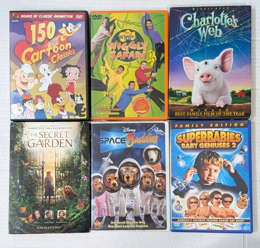 Lot Of 6 Children DVDs Cases Disc Movies , TV Show & Cartoons