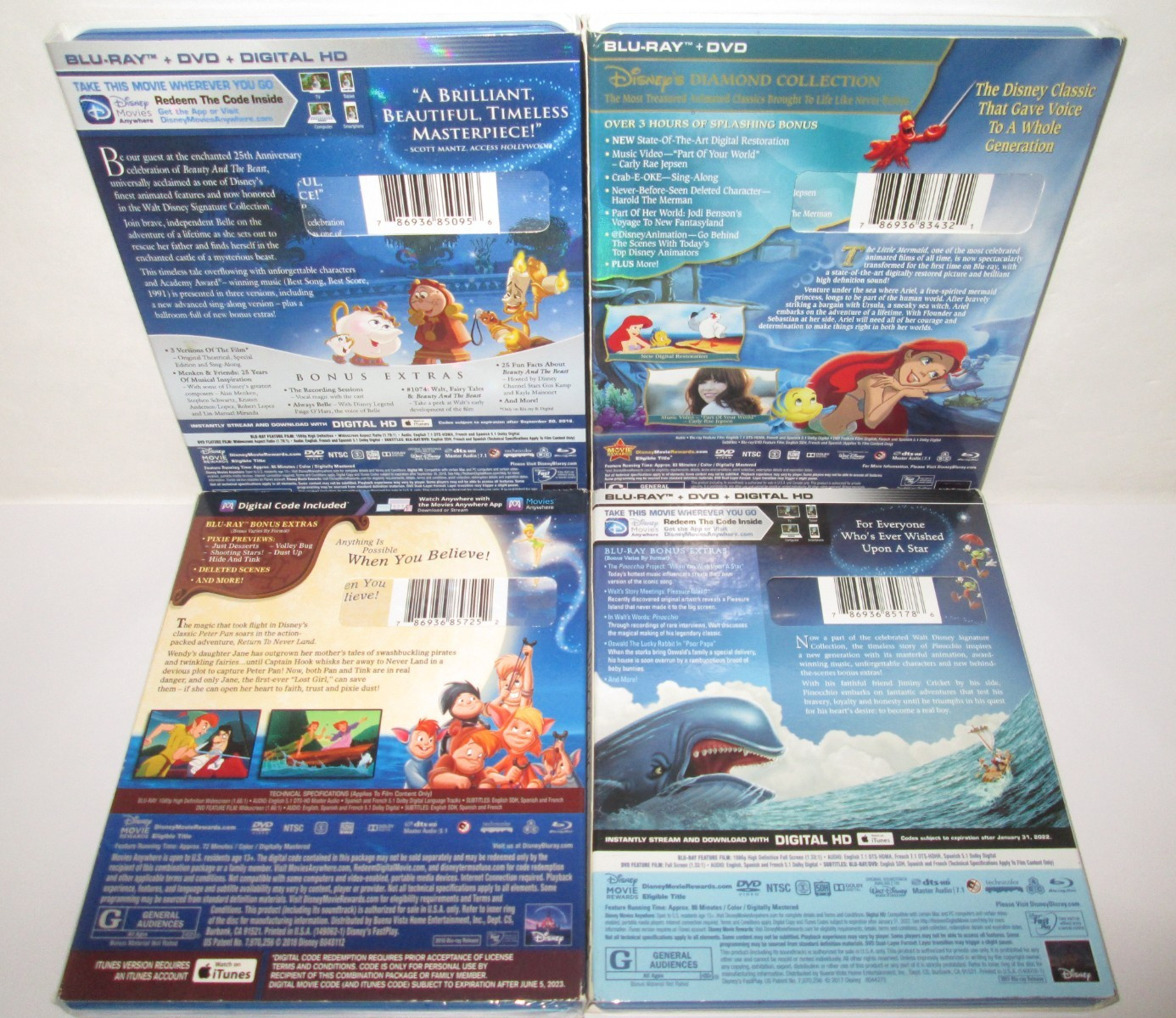 Disney Blu-ray Lot (10) Moana – Beauty Beast – Coco – Zootopia – Mermaid -Frozen