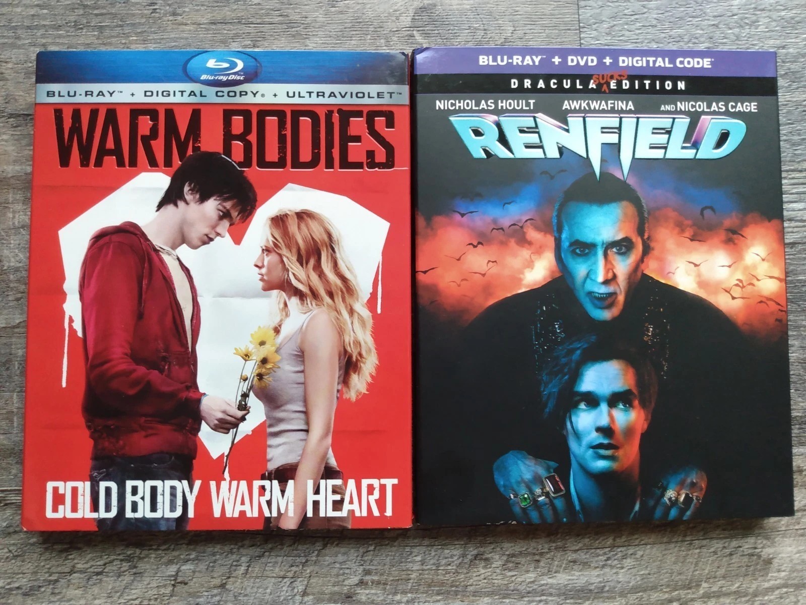 Warm Bodies & Renfield (Blu Ray,2023) VG w/Slipcovers