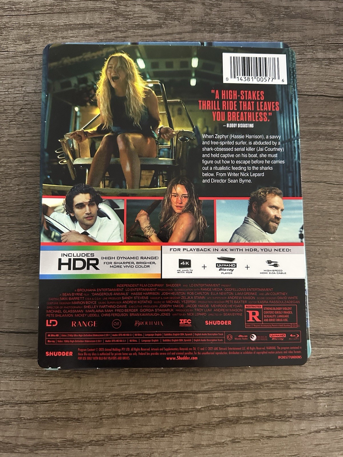 Shudder Dangerous Animals 4K UHD Blu-ray Steelbook HDR R 2025 Horror/Thriller