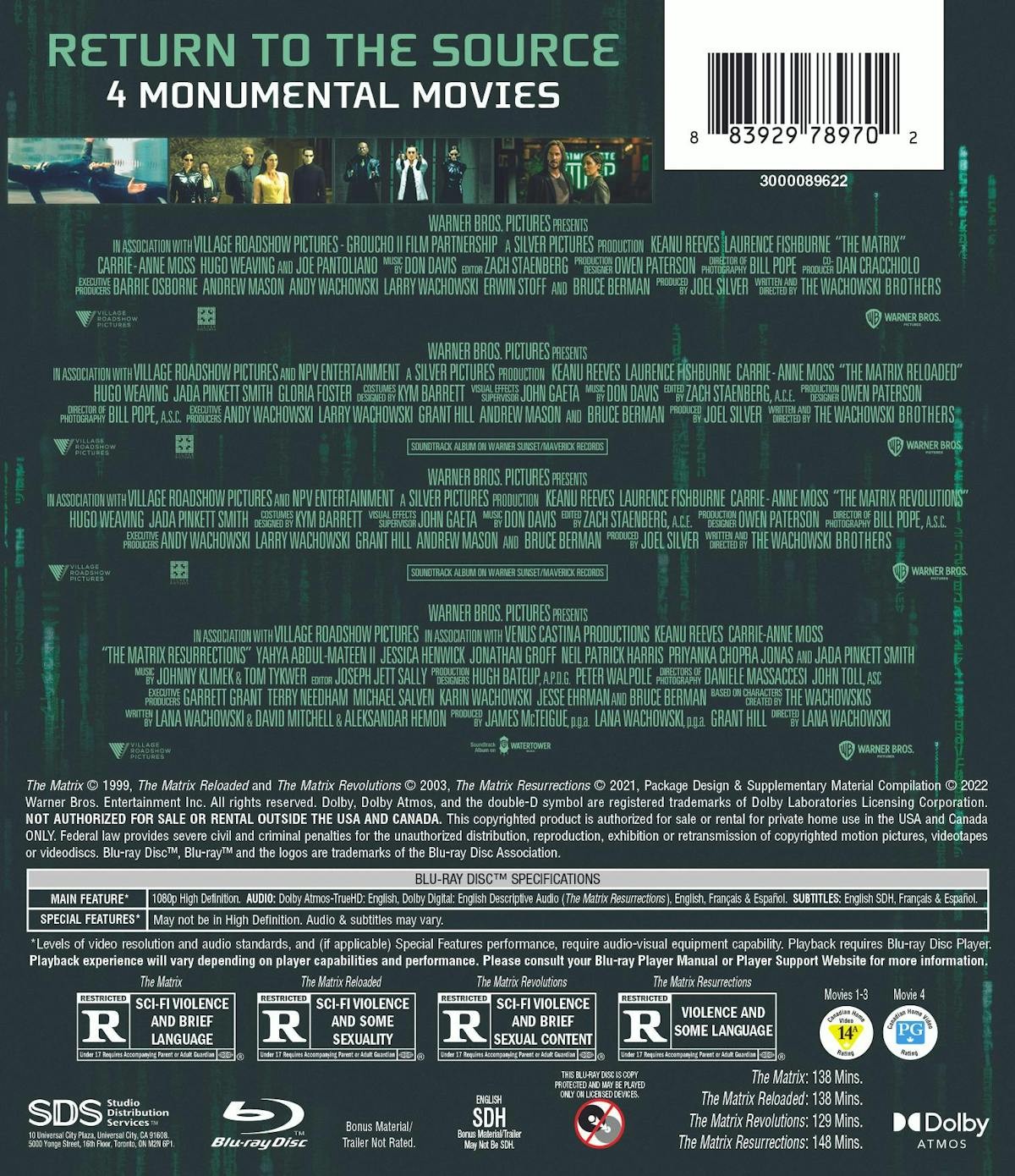 The Matrix 4-Film Déjà vu Collection [Blu-ray] Blu-ray NEW