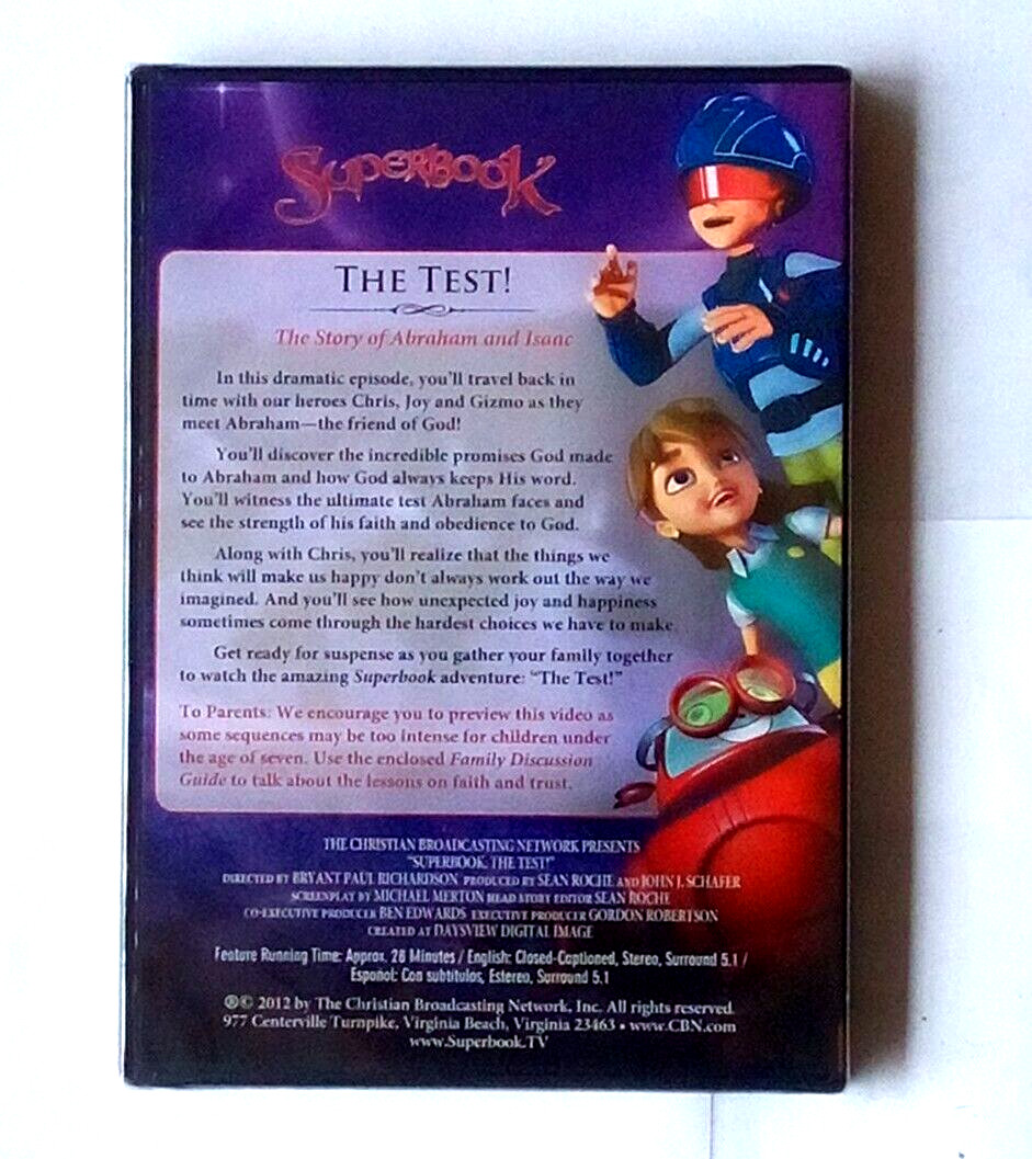 Superbook The Test! DVD Abraham Isaac Moriah CBN English Spanish Audio NEW