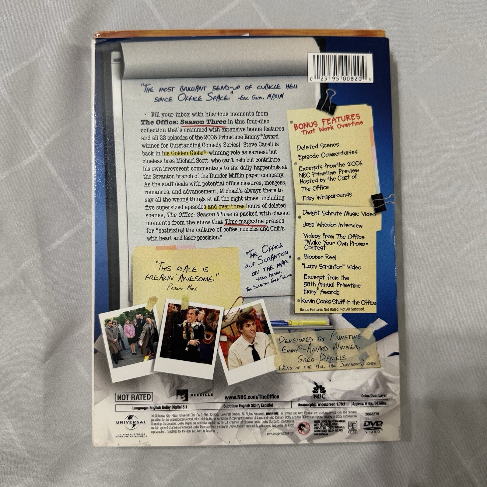 Universal The Office Season 3 DVD 4-Disc Set Deleted Scenes Commentaries Blooper
