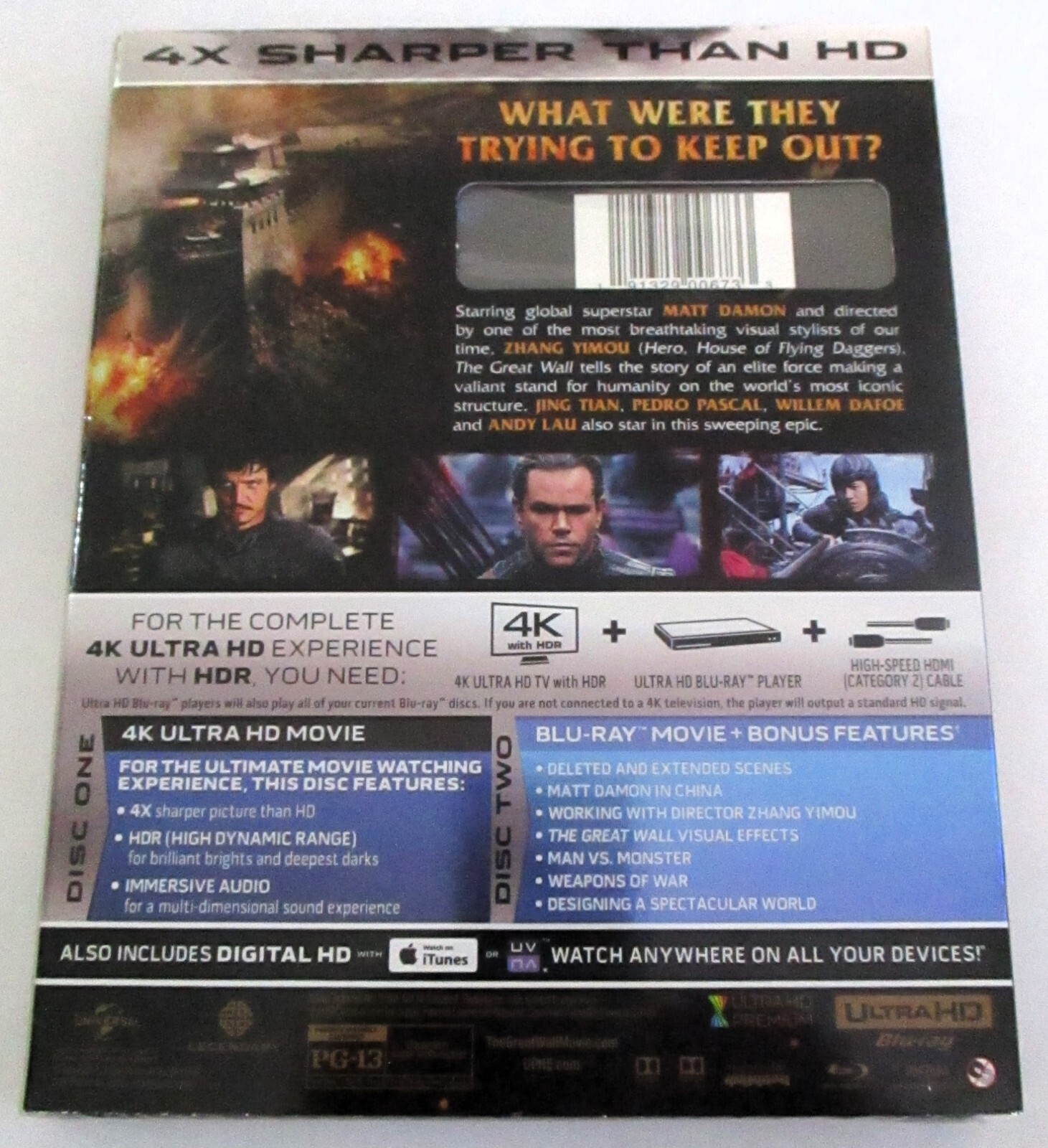 New The Great Wall 4K Ultra HD Blu-Ray Sealed W/ Slipcover