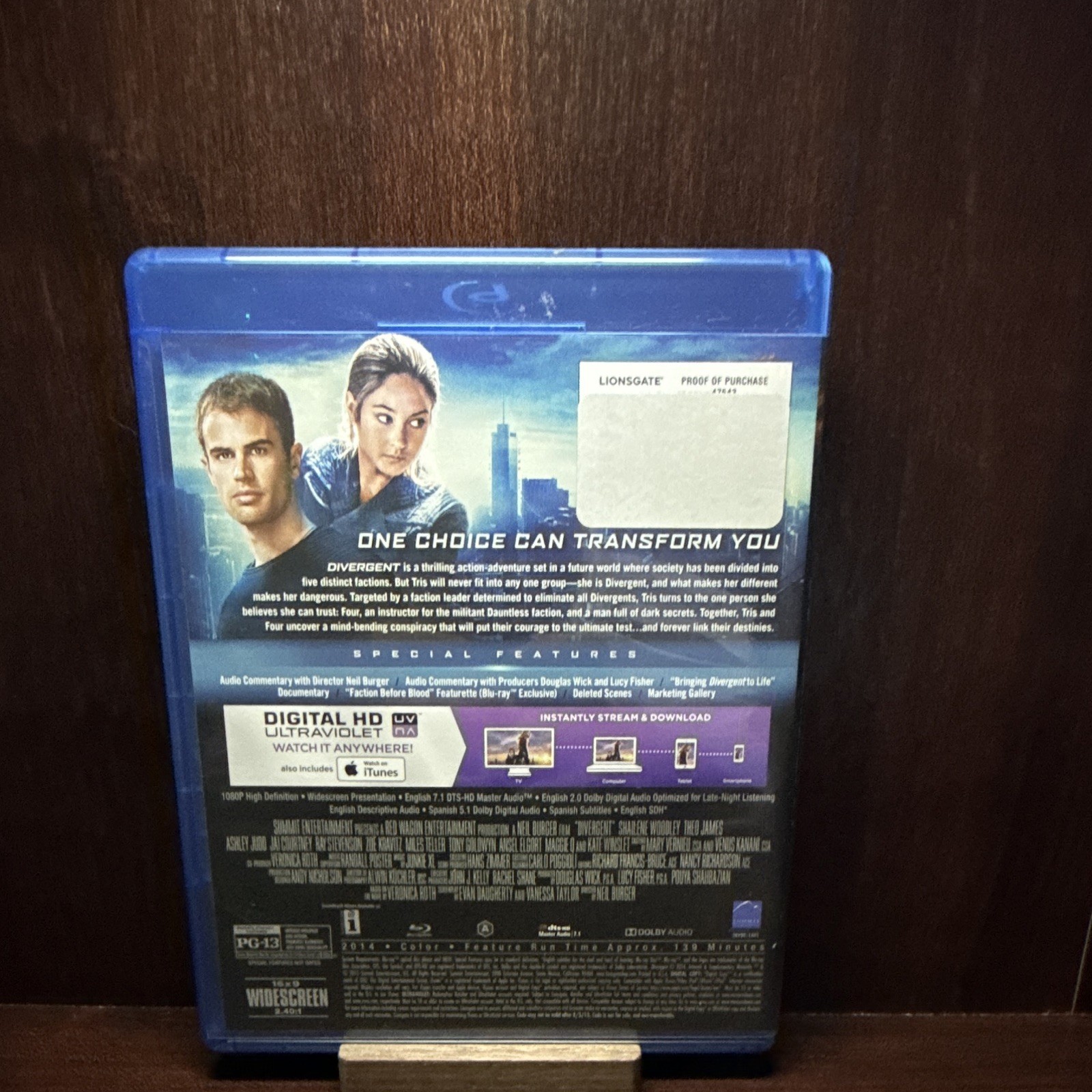 Lionsgate Divergent (2014) Blu-ray PG-13 139min Burger