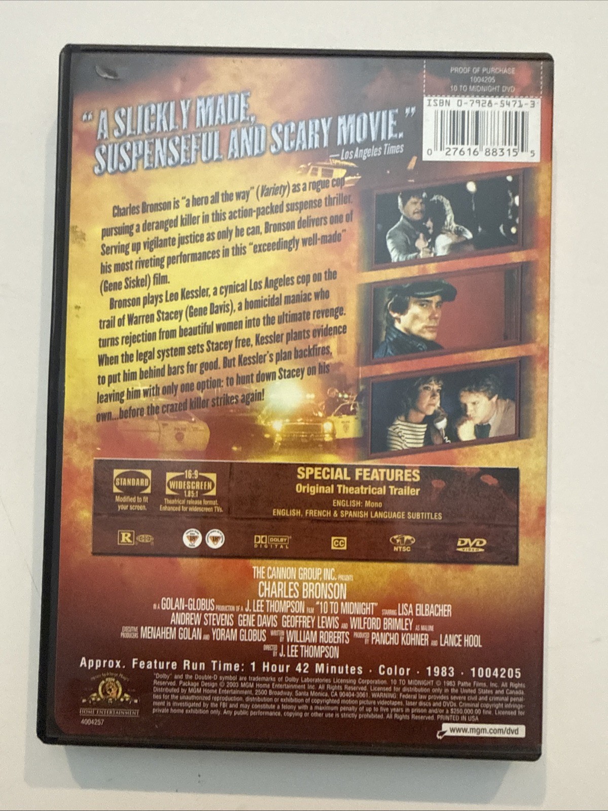 10 to Midnight DVD Charles Bronson Andrew Stevens EXCELLENT