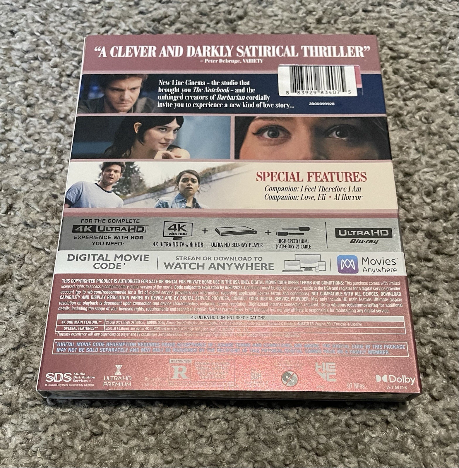 Companion 4K UHD + Digital W~ OOP•• Slipcover Jack Quaid Megan Suri.