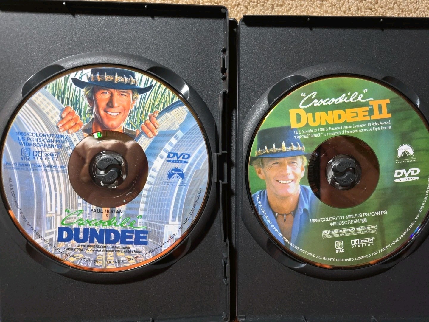 Crocodile Dundee (DVD, 1986) MINT. & Crocodile Dundee 2 Very Good.