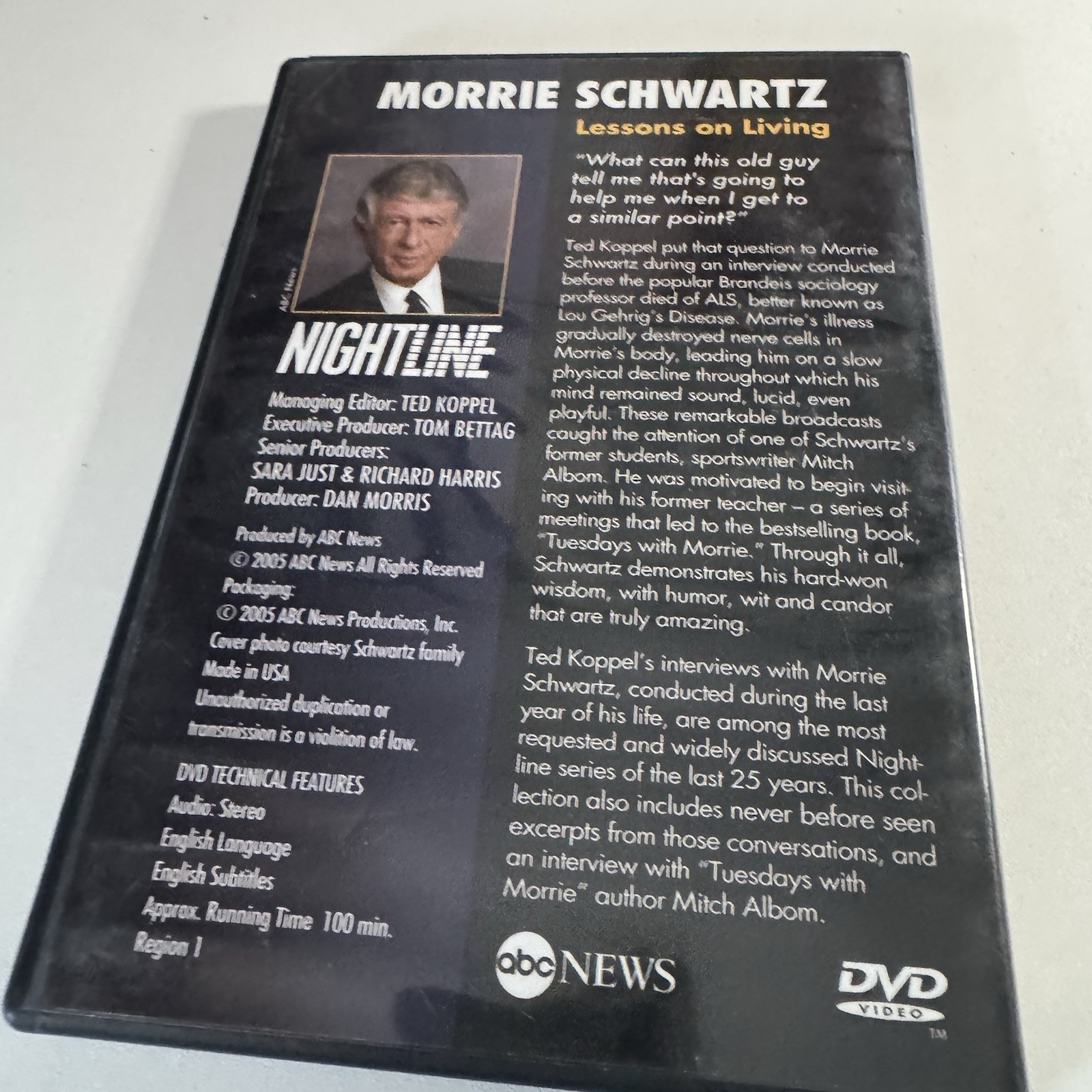 ABC News Nightline Morrie Schwartz: Lessons on Living DVD FREE SHIP RARE OOP