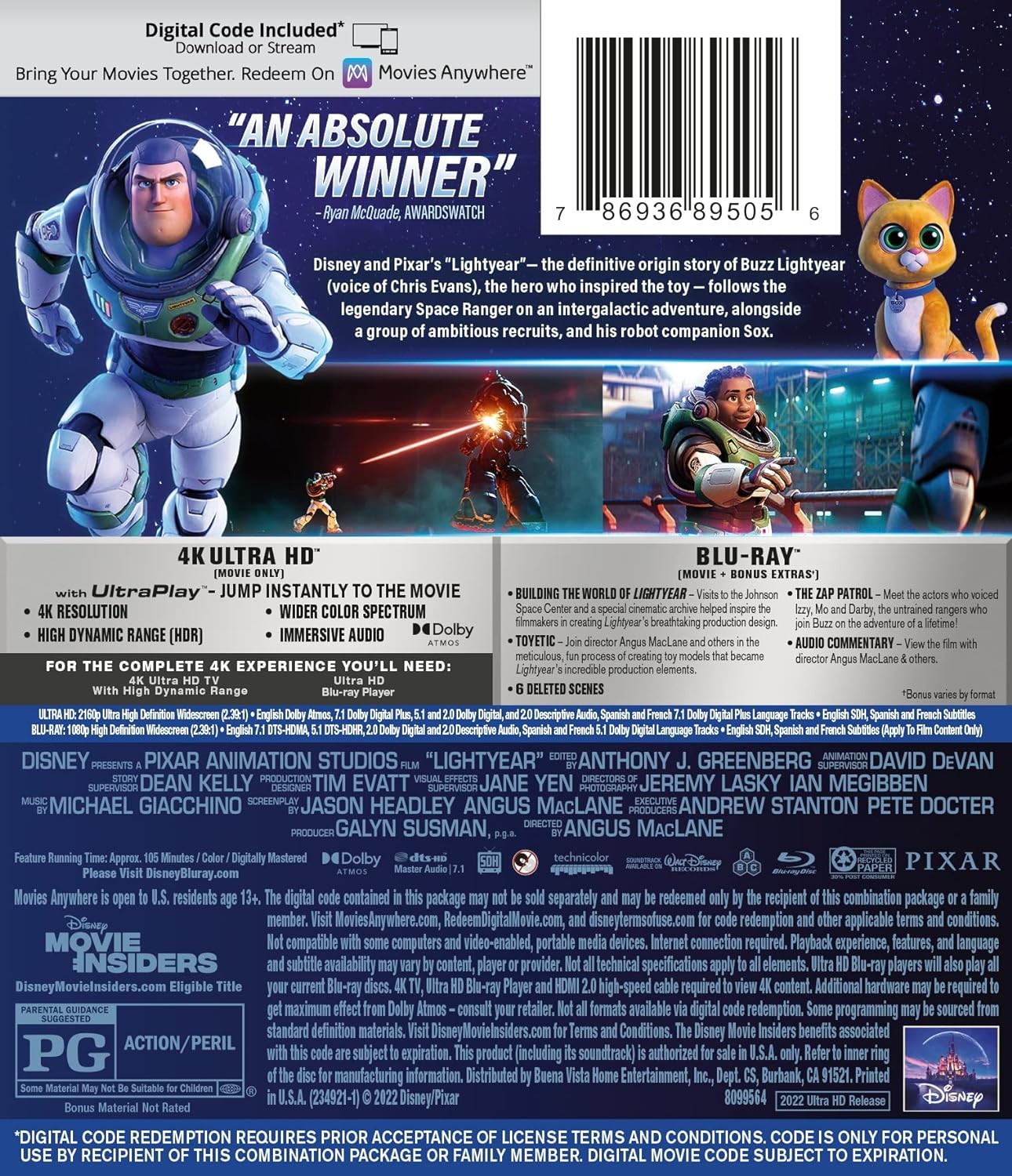 Lightyear Feature 4K UHD (4K UHD Blu-ray) Chris Evans Keke Palmer Peter Sohn