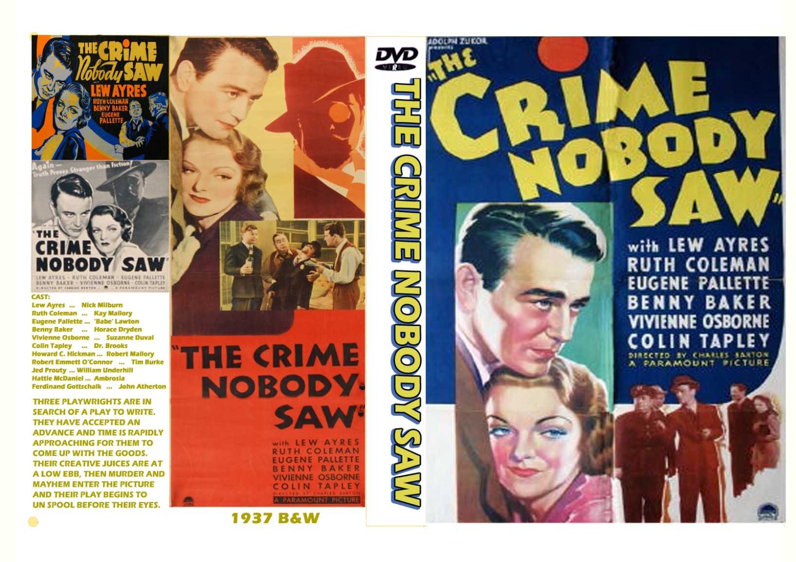 THE CRIME NOBODY SAW 1937, Lew Ayres, Ruth Coleman, Eugene Pallette