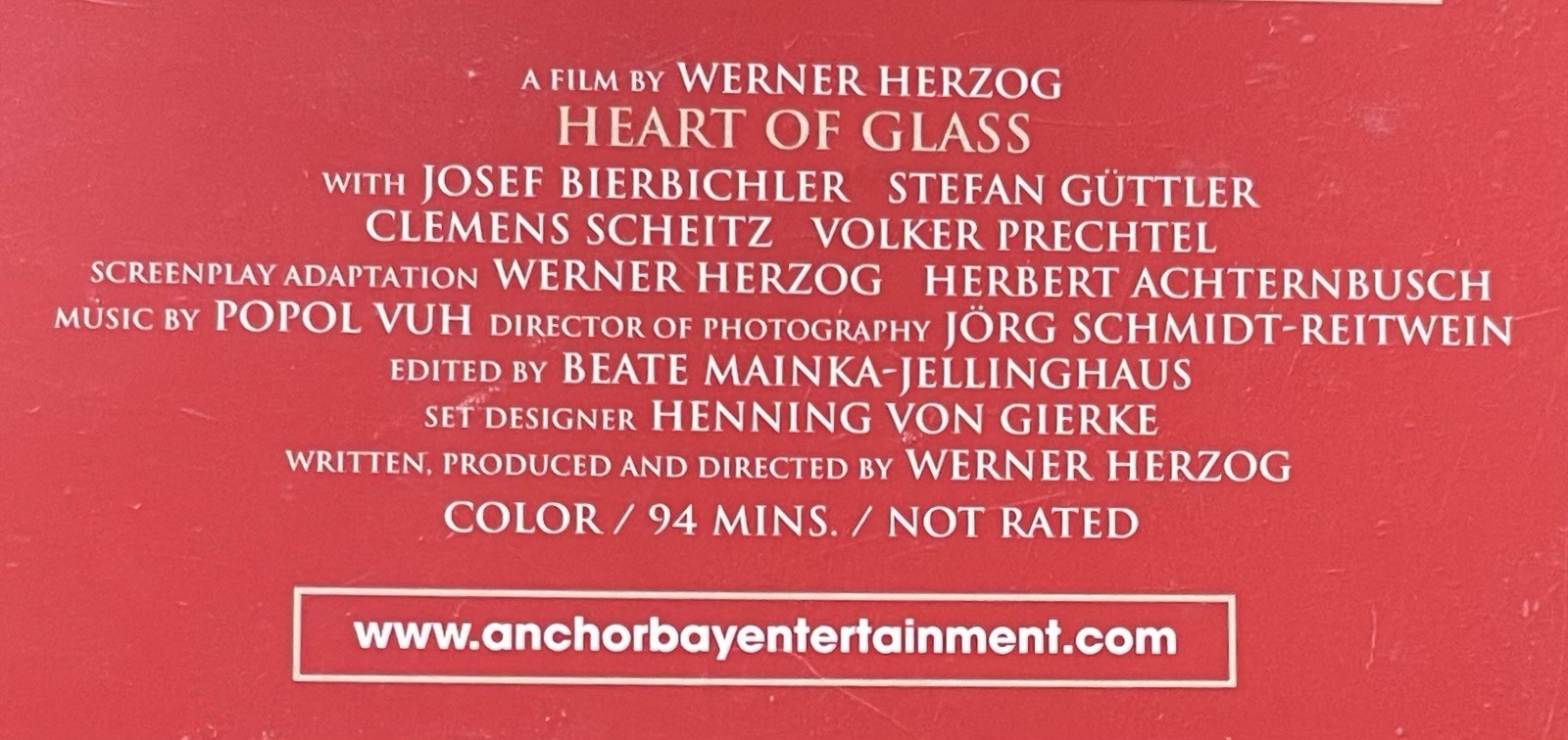 Heart Of Glass-DVD-A Film By Werner Herzog-German With English Subtitles