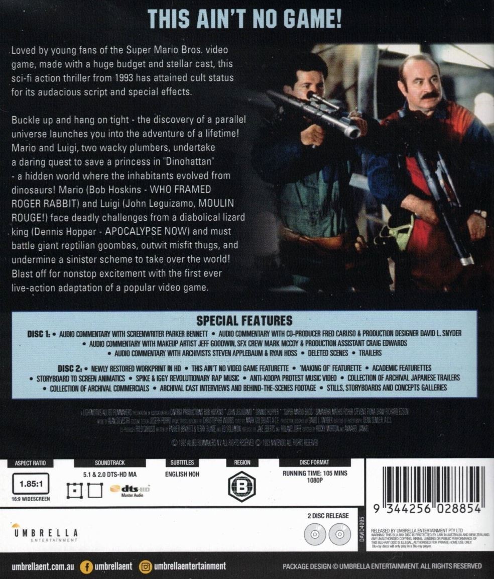 Super Mario Bros (1993) Blu-Ray 30th Anniversary Ed BRAND NEW (USA Compatible)