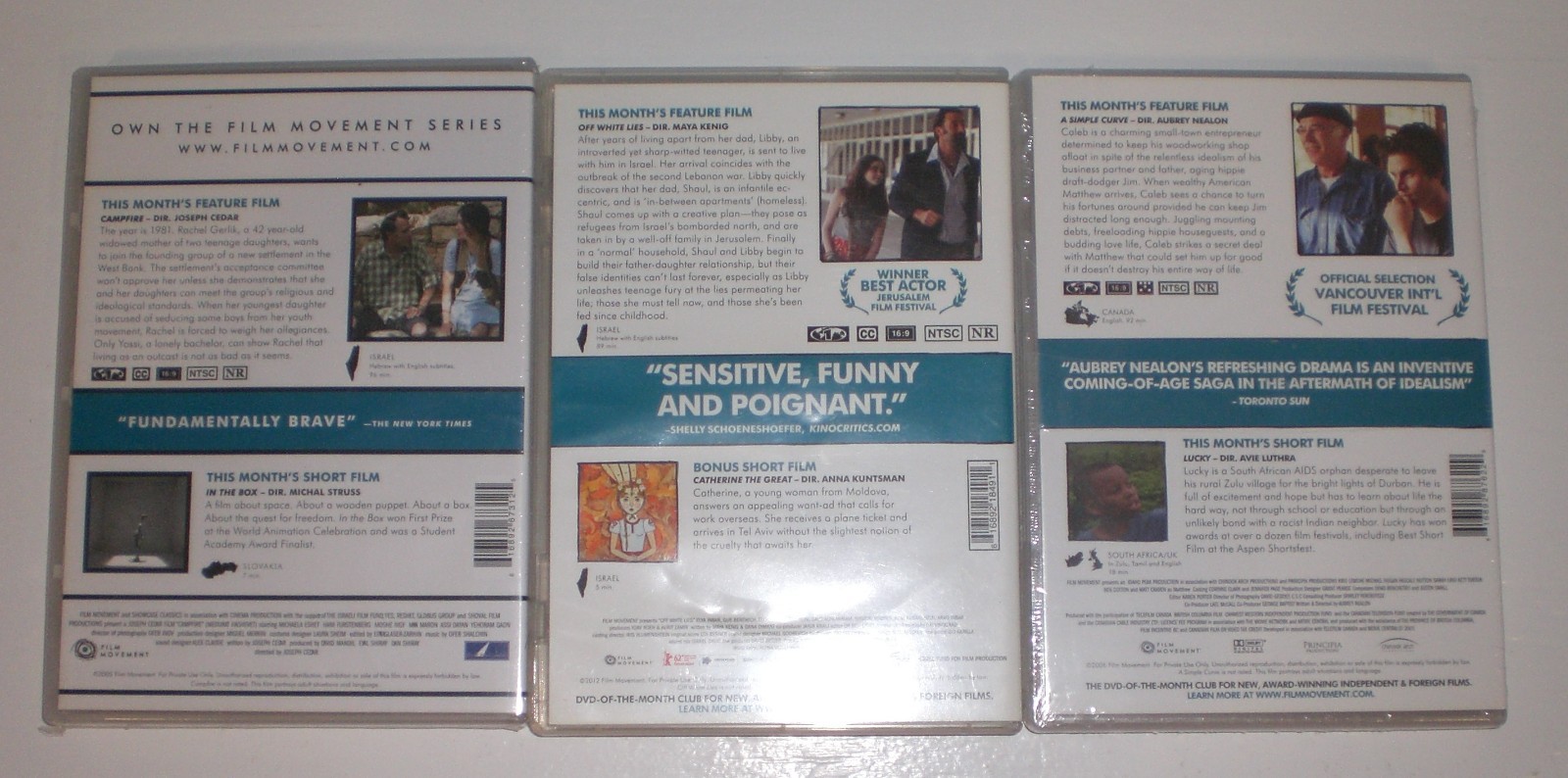 3 dvd lot – Campfire, Off White Lies, A Simple Curve – foreign language drama