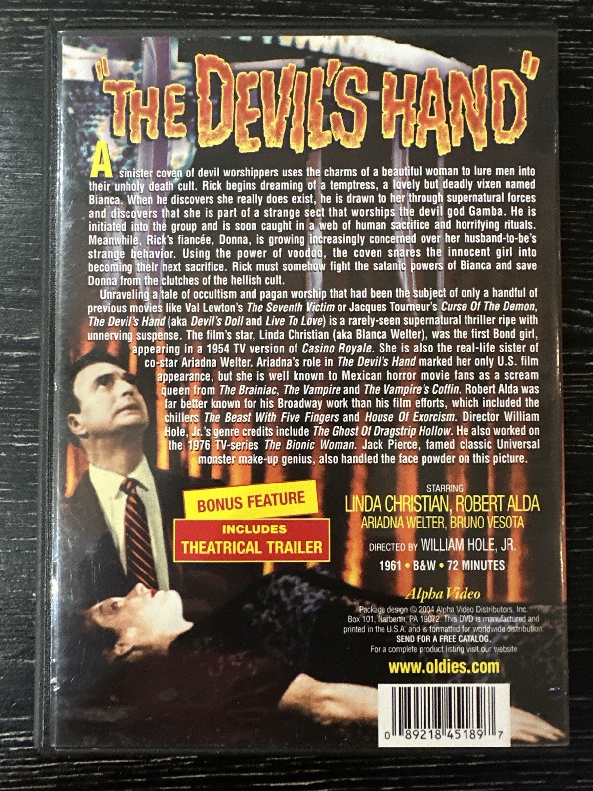 The Devil’s Hand (1961) Alpha Video Dist. 2004 DVD, Inserts, B&W, 72 Min. PO~VG+