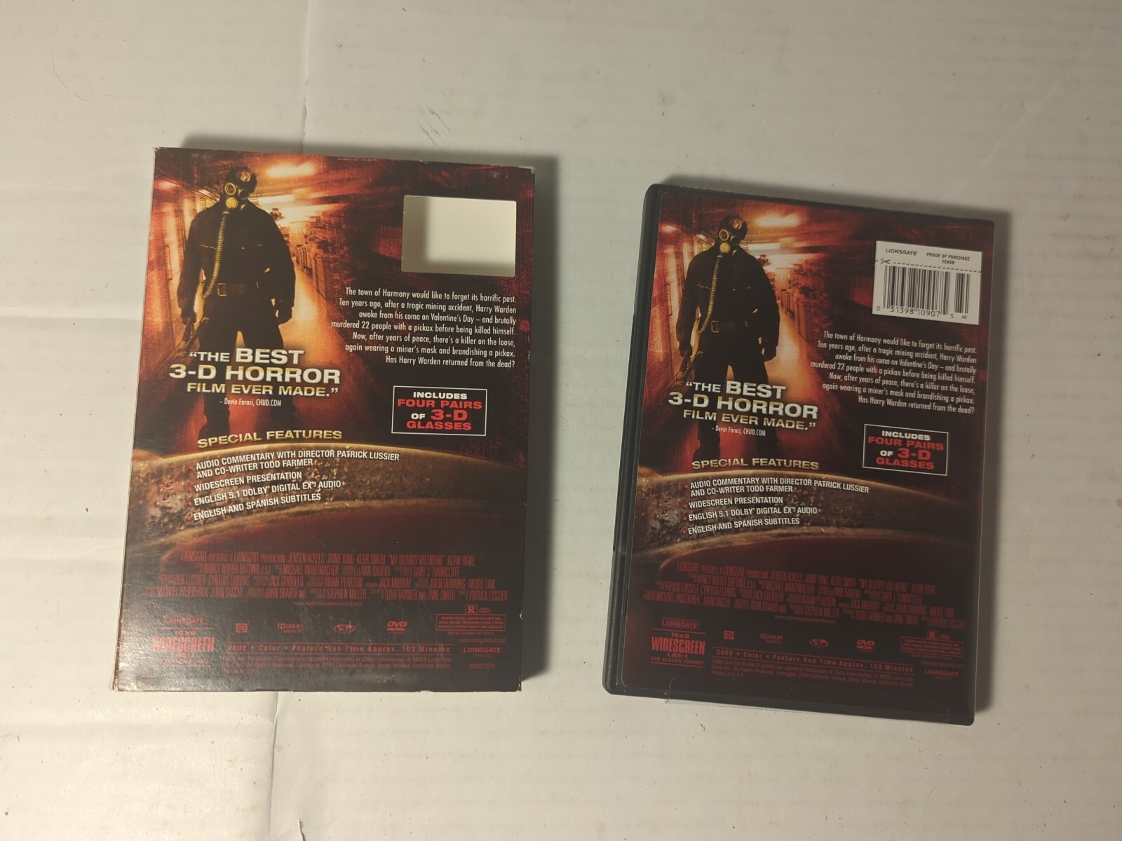 My Bloody Valentine 3D DVD New factory tape seal, but no plastic Slipcover good.