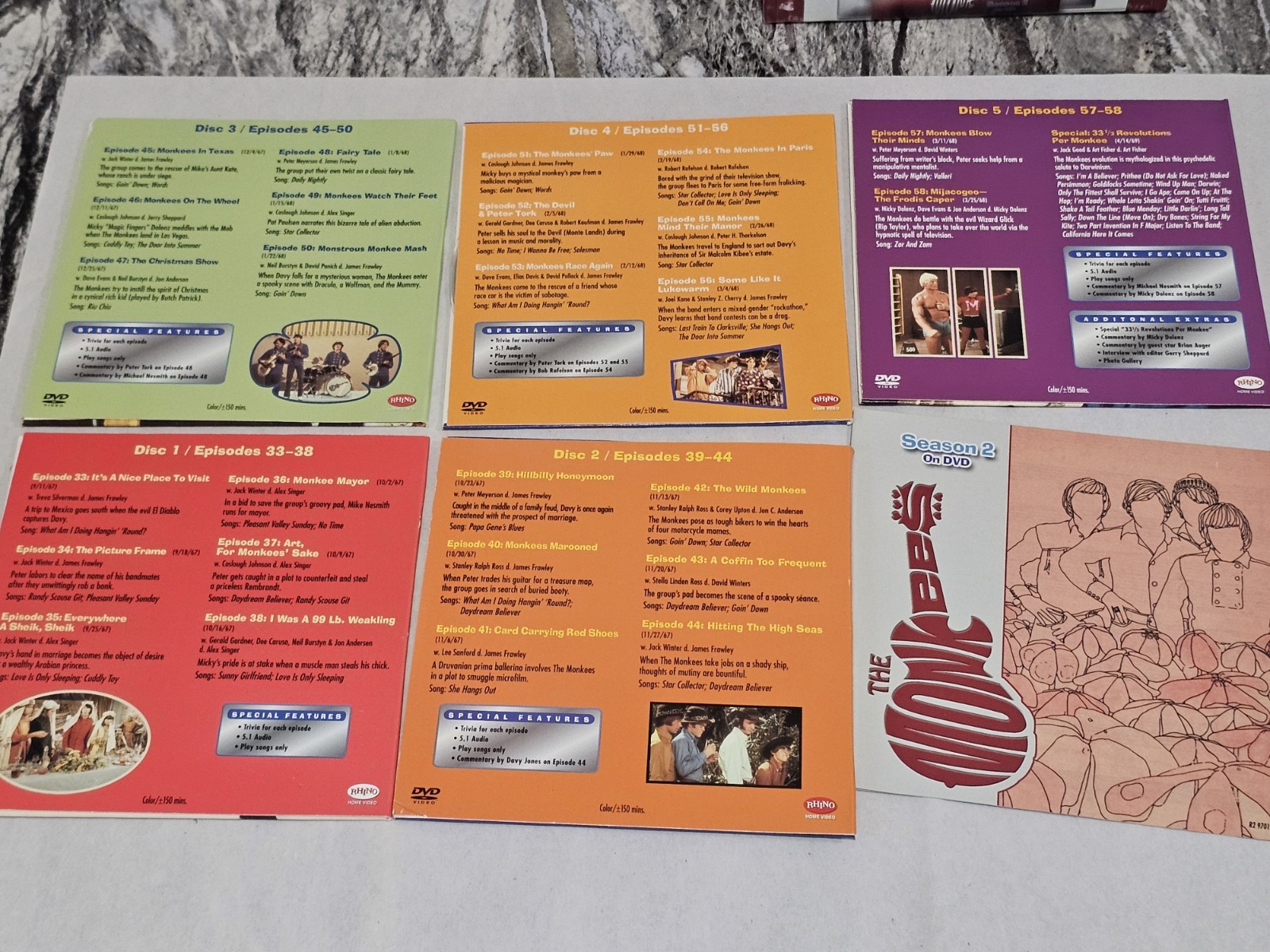 THE MONKEES: SEASON 2 DVD Rhino Home Video 5 DISCS (Box Has Wear) Pre-owned