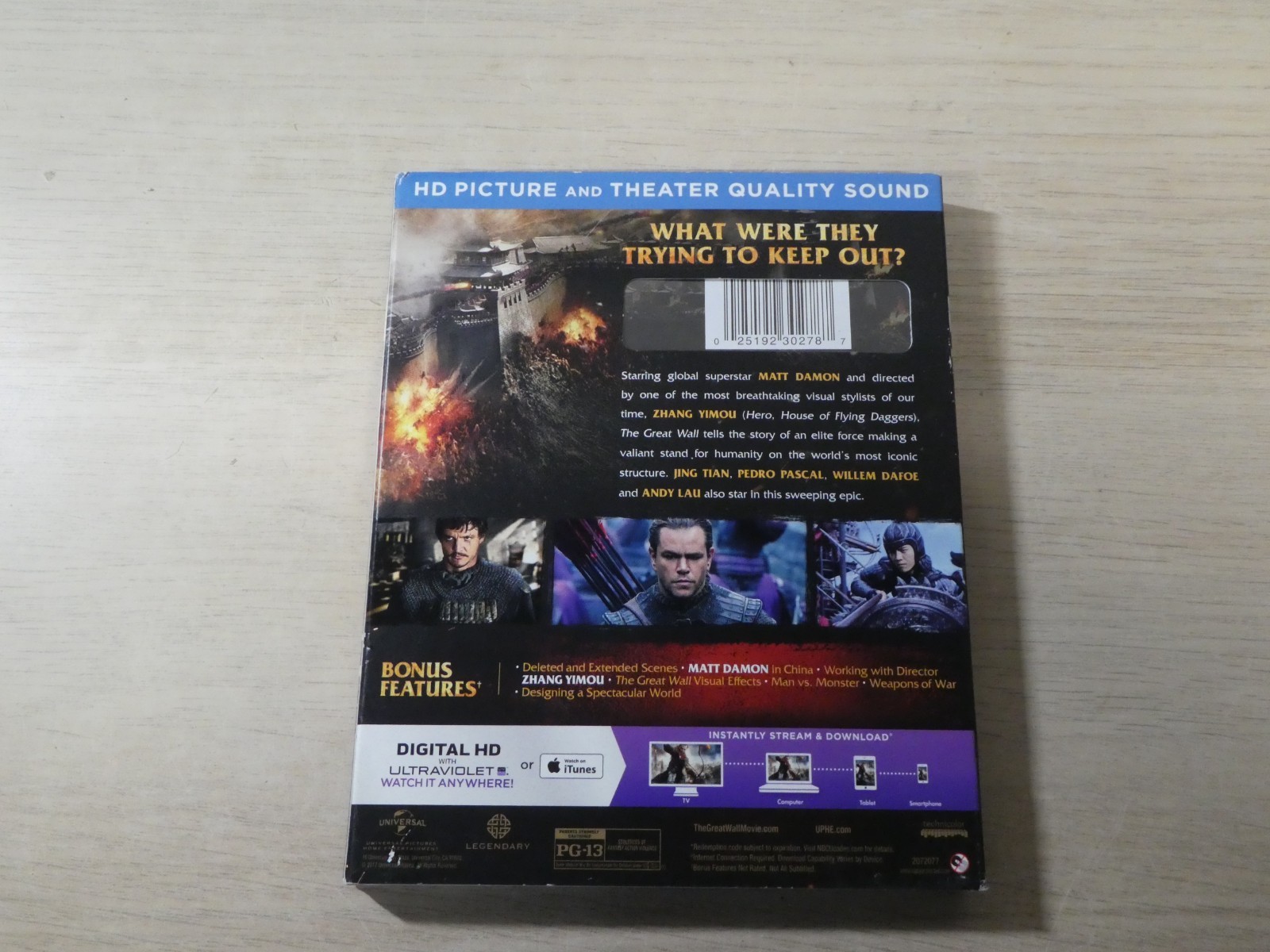The Great Wall Blu Ray DVD 2017 Slipcover Matt Damon Pedro Pascal Action